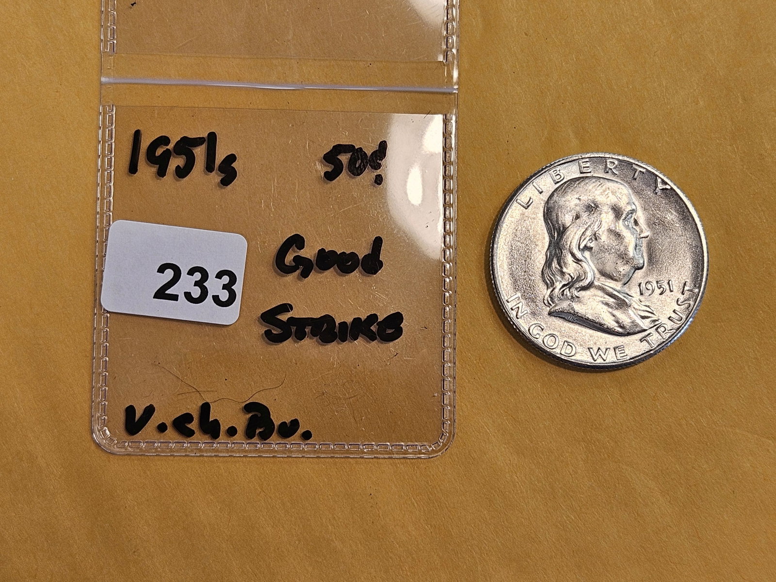 Very Choice Brilliant Uncirculated 1951-S Franklin Half Dollar - 2