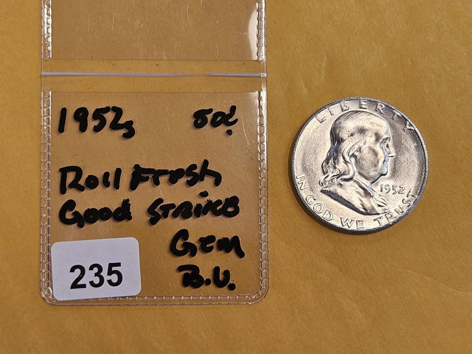 GEM Brilliant Uncirculated 1952-S Franklin Half Dollar - 2