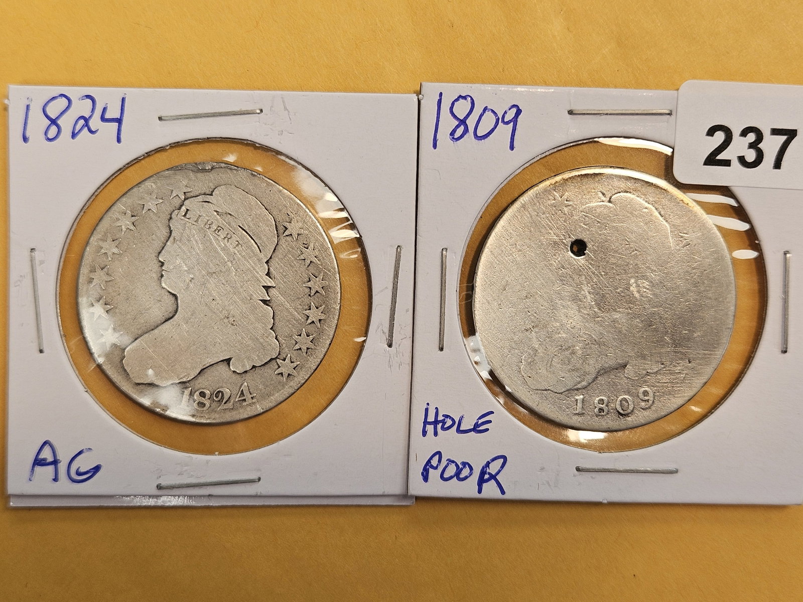 Two Capped Bust silver Half Dollars (1 of 2)