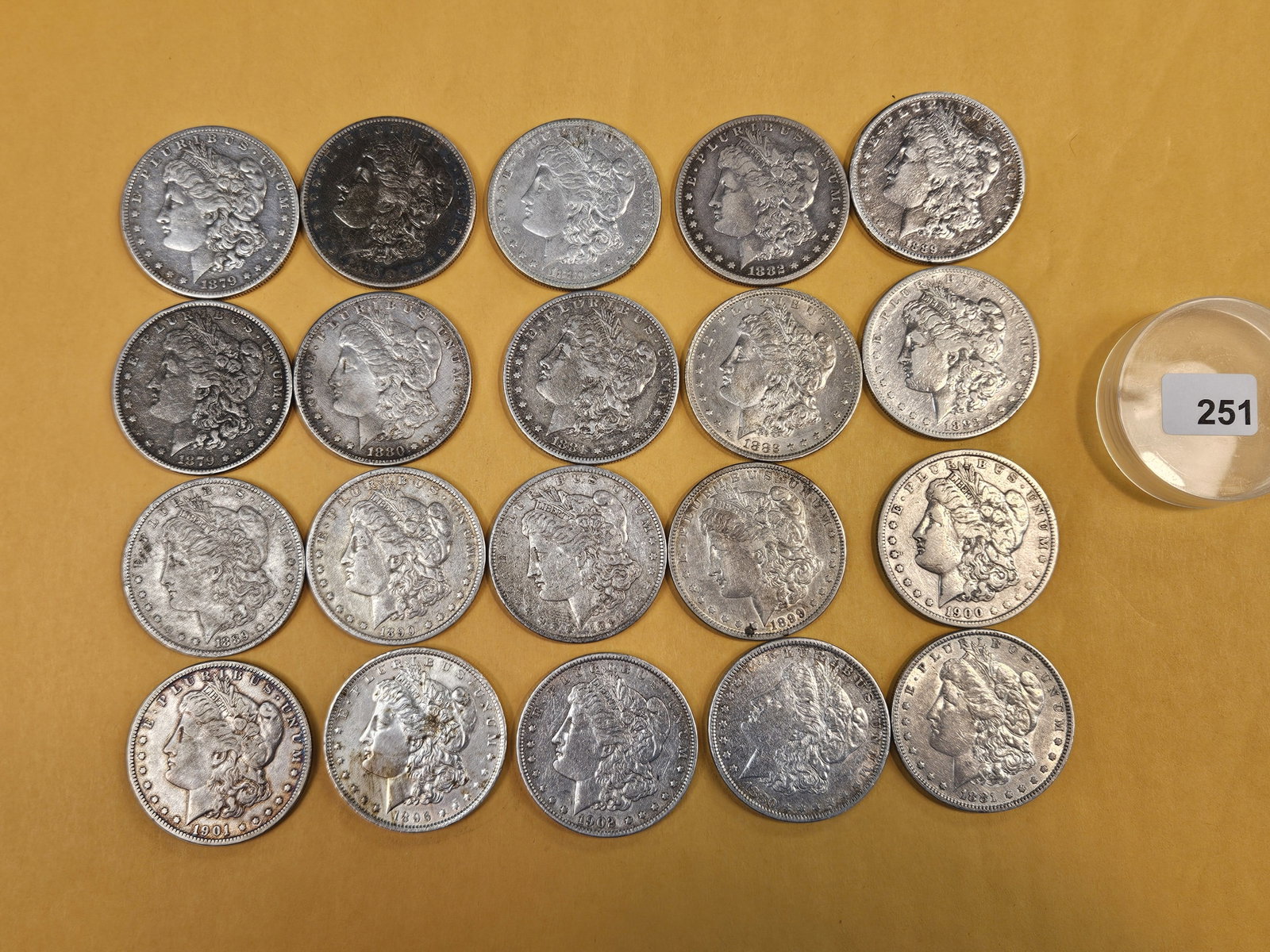 ** FULL ROLL ** Twenty Morgan Silver Dollars: All pre-1904. Mixed dates and grades