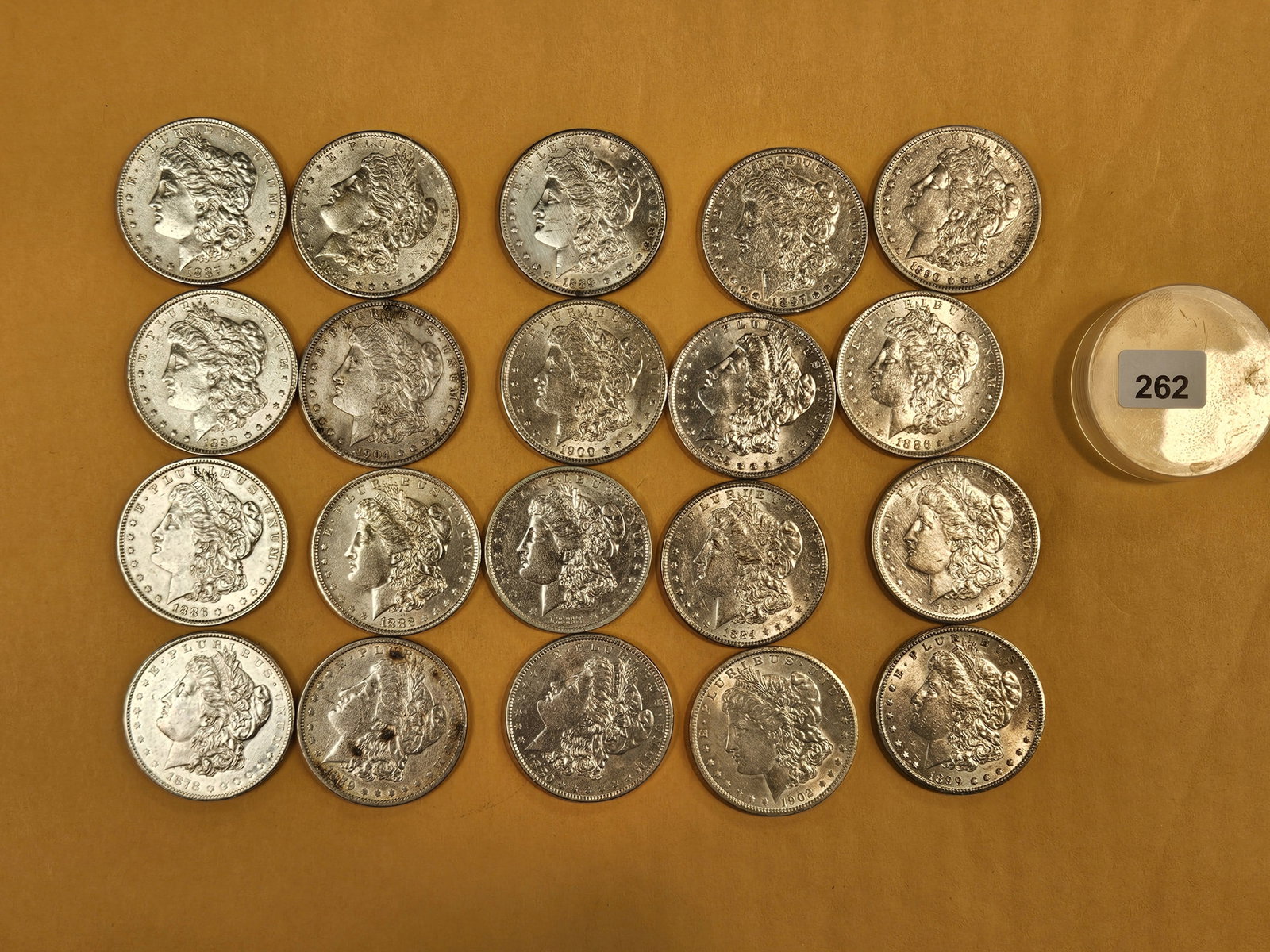 ** FULL ROLL ** Twenty Morgan Silver Dollars: All pre-1904. Mixed dates and grades. Most in Brilliant About Uncirculated!