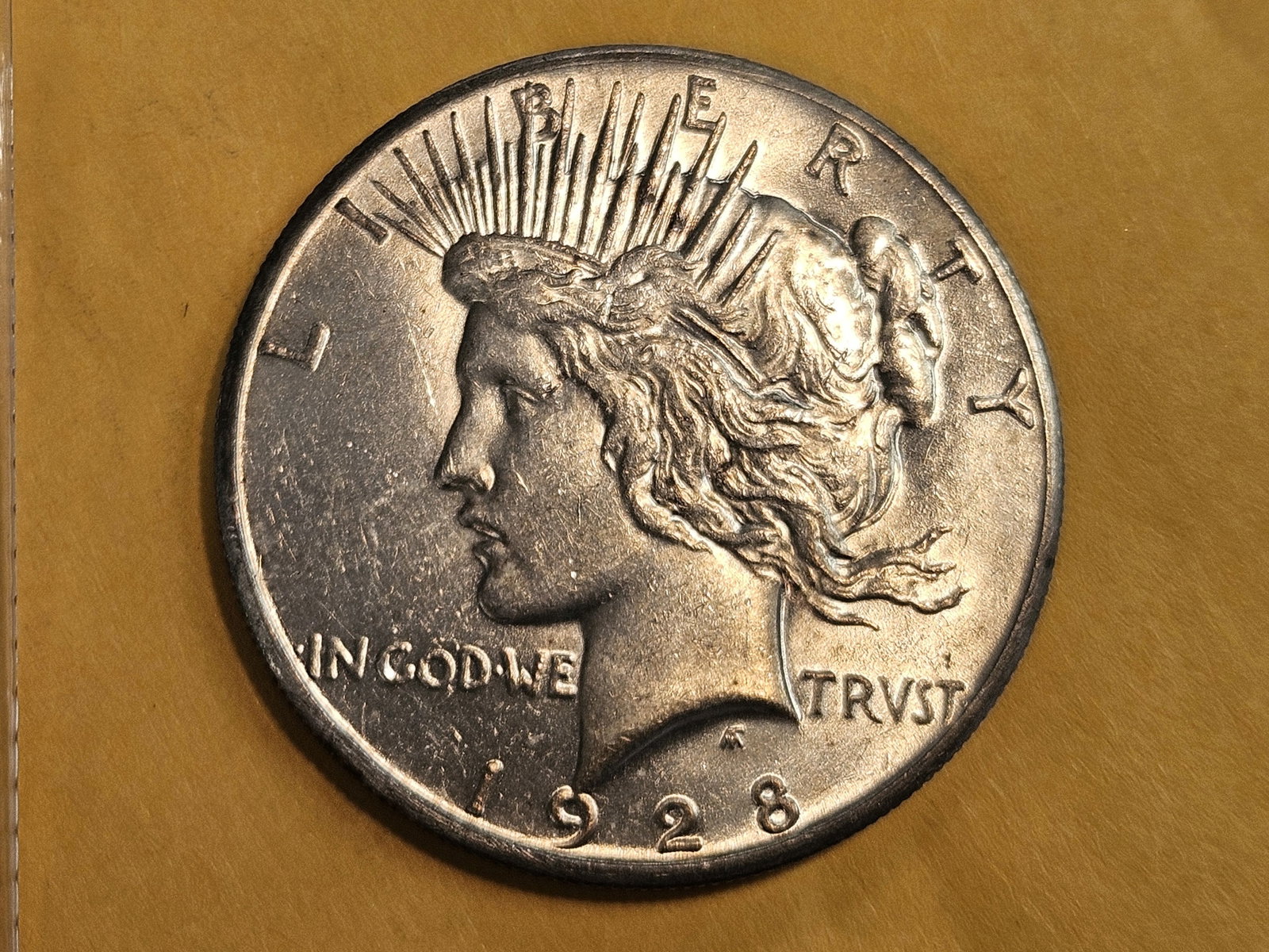 ** KEY DATE ** 1928 Peace silver Dollar in Brilliant About Uncirculated - 58: Purt near UNC! Looks BU