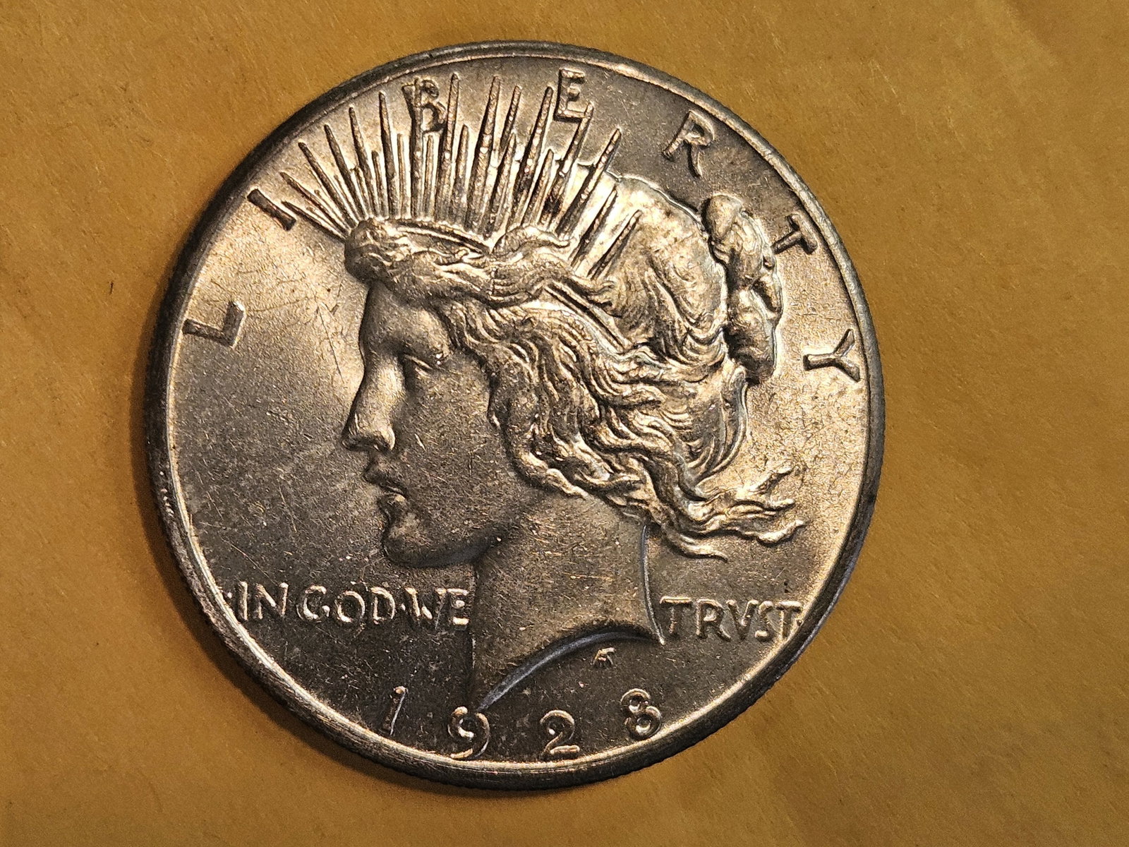 ** KEY DATE ** 1928 Peace silver Dollar in Brilliant About Uncirculated - 58 - 2