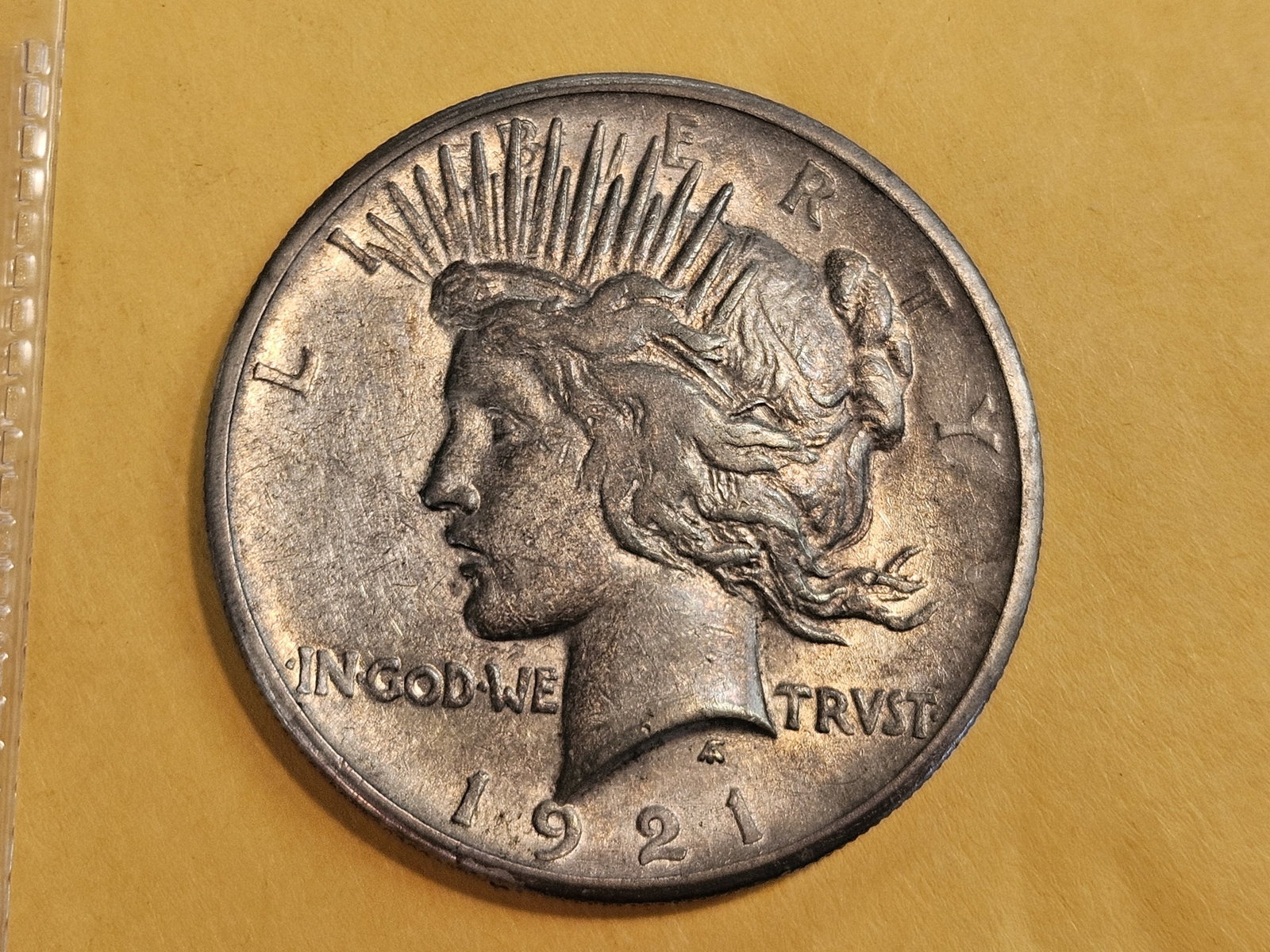 ** KEY DATE ** 1921 Peace silver Dollar in About Uncirculated - details: First year issue