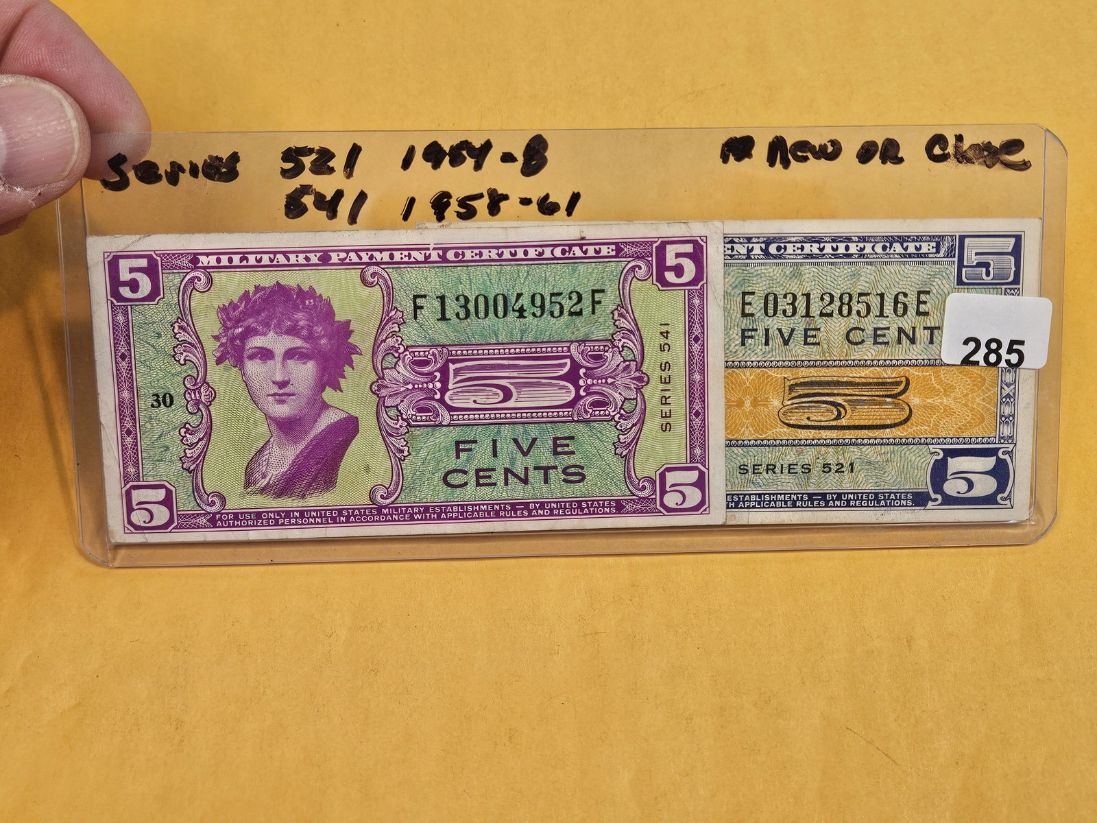 New, or close to new, Miitary Payment Certificates: Series 521 and 541