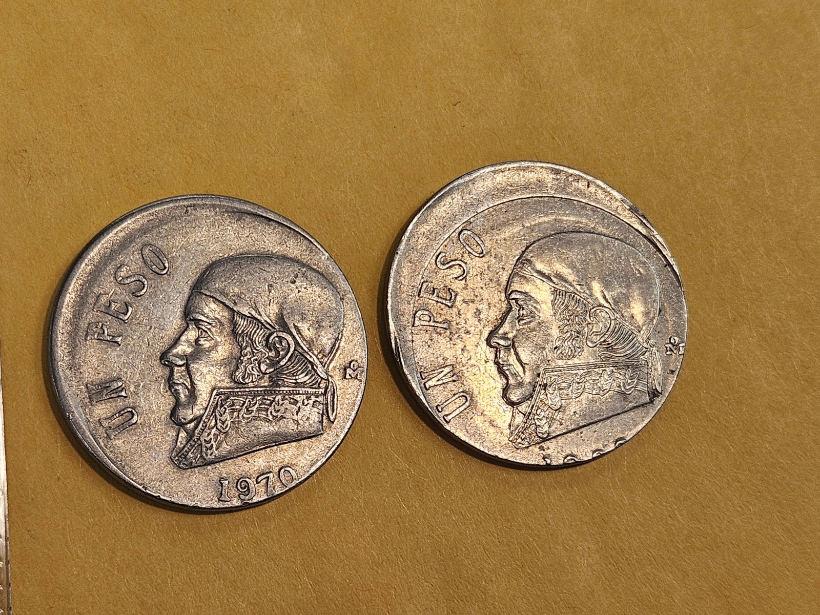 MINT ERRORS! Two 1970 Mexico Pesos - 3