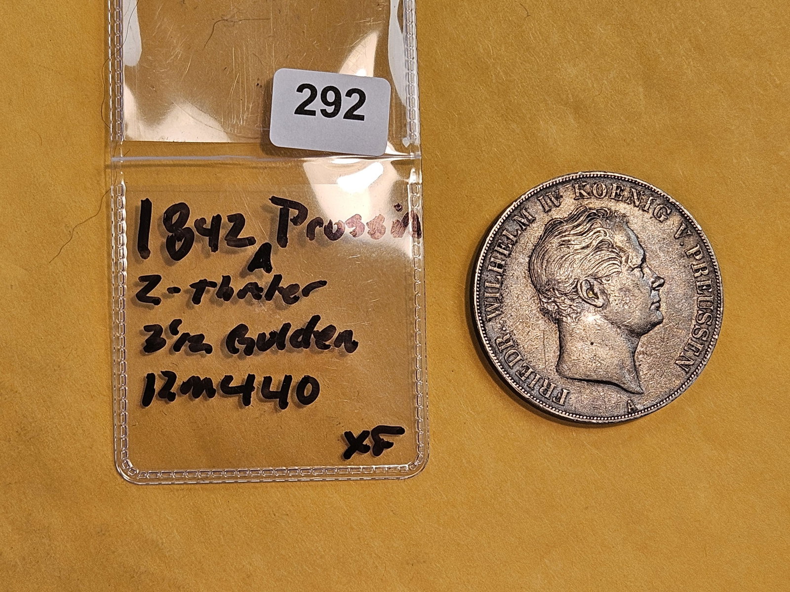 * 1842 German States Prussia silver 2 thaler in Extra Fine - 2