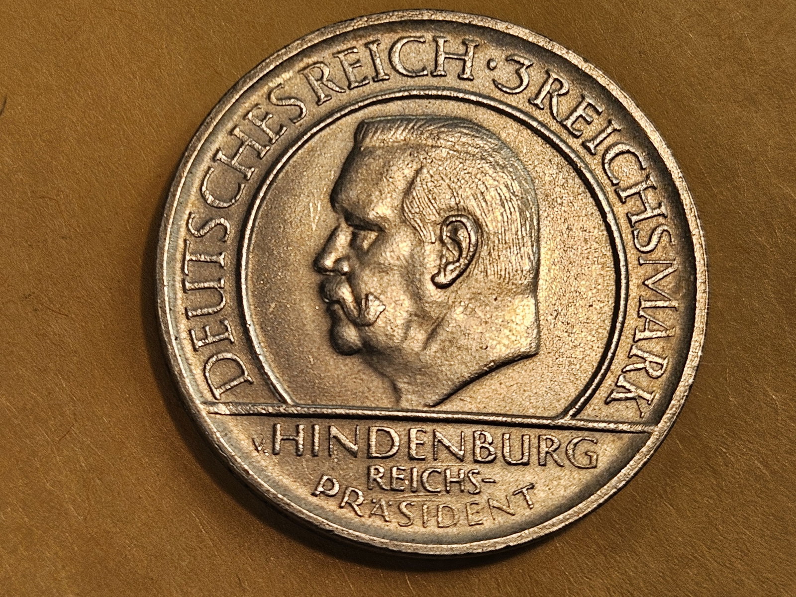 Choice Brilliant Uncirculated 1929-D Weimar Germany silver 3 mark - 4