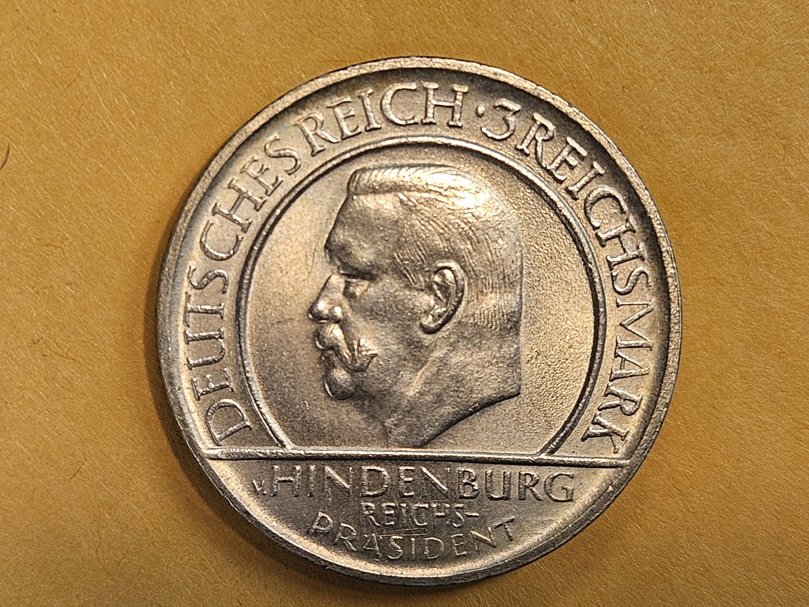 Choice Brilliant Uncirculated 1929-D Weimar Germany silver 3 mark - 5
