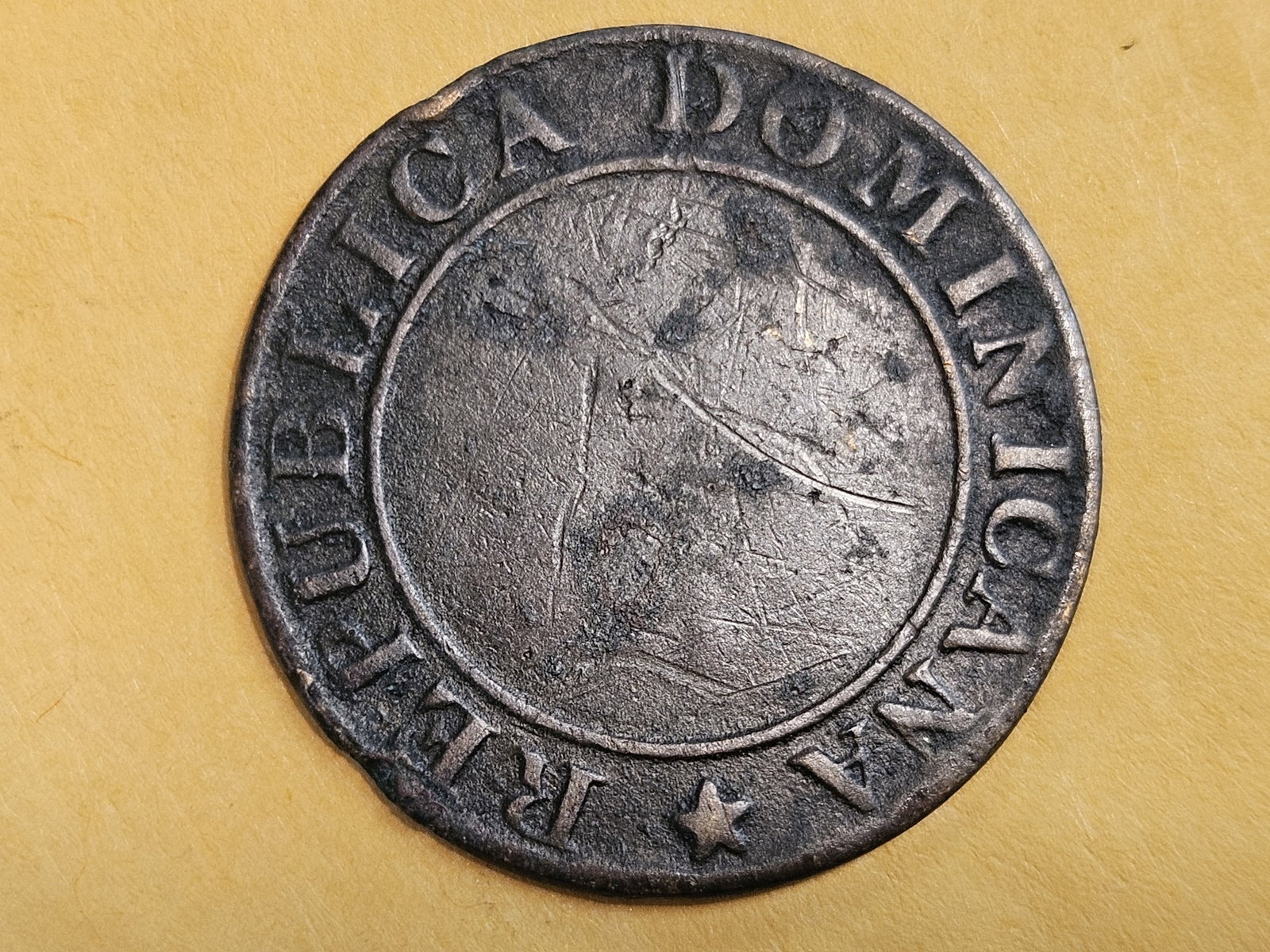 ** SCARCE ** 1844 Dominican Republic 1/4: KM 1