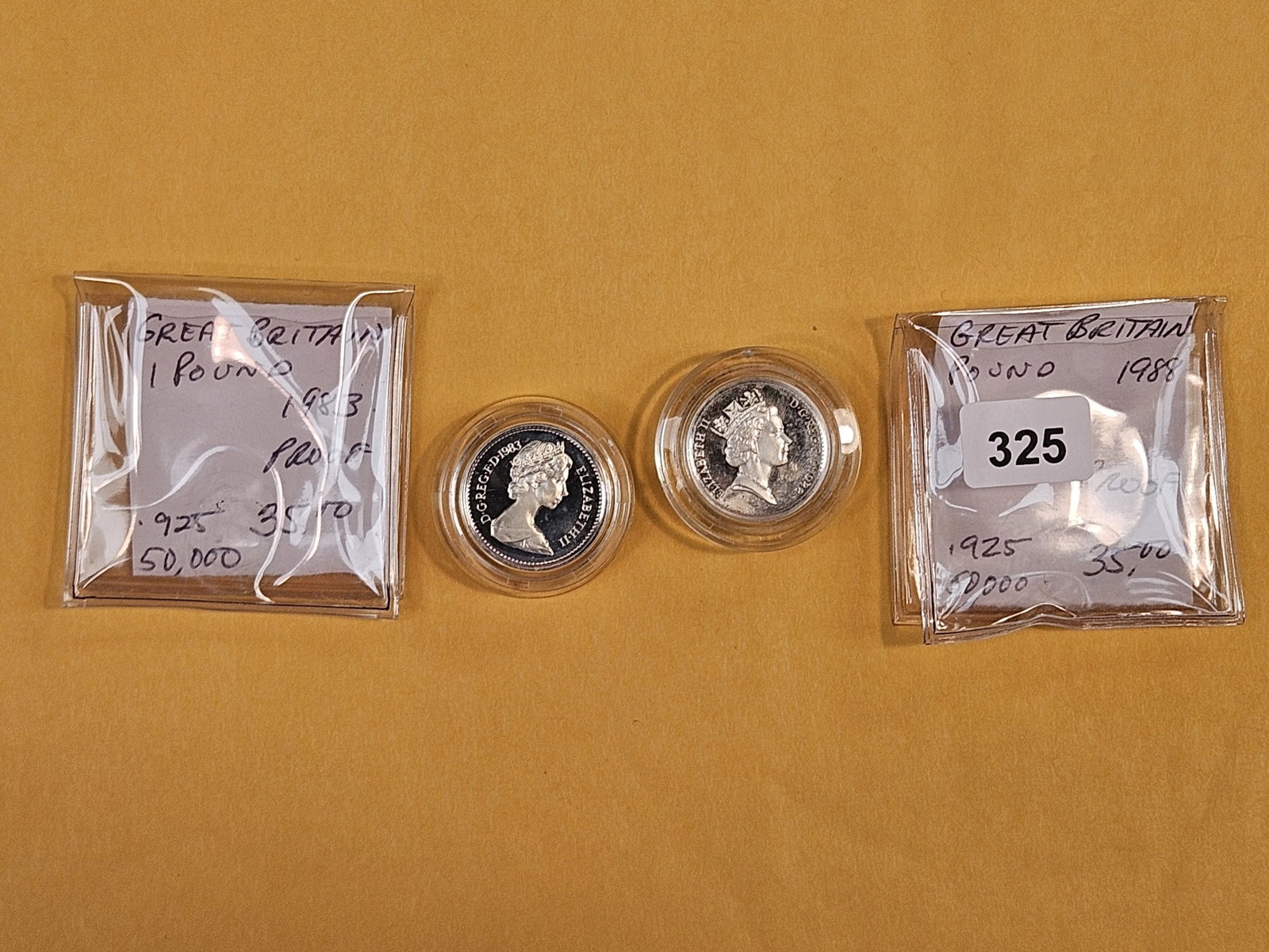 Two Silver GEM Proof Great Britain Proof One Pound Coins: Piedfort. Both in original capsule