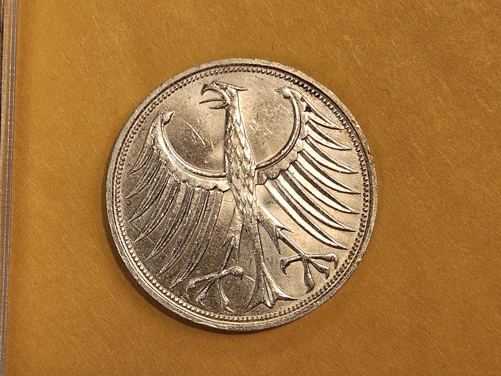 Very Choice Brilliant Uncirculated silver 1964 West German coin: Five Marks