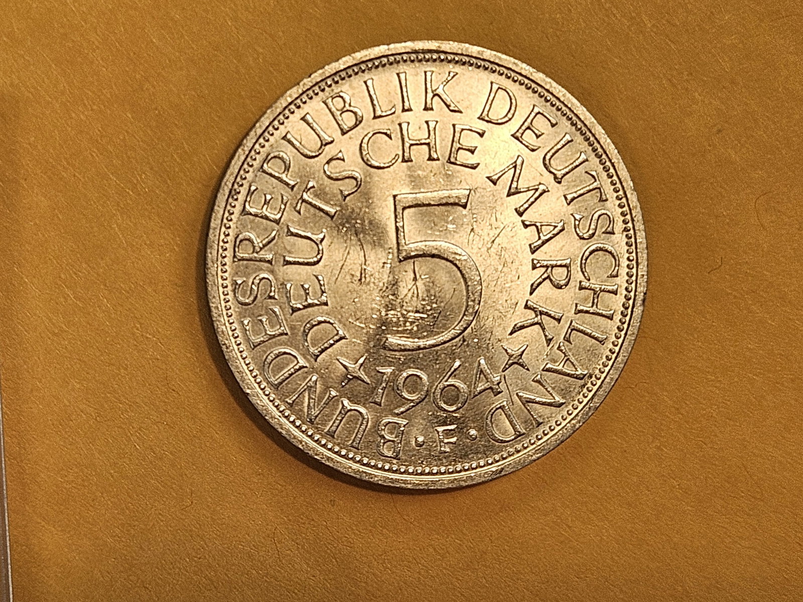 Very Choice Brilliant Uncirculated silver 1964 West German coin - 5