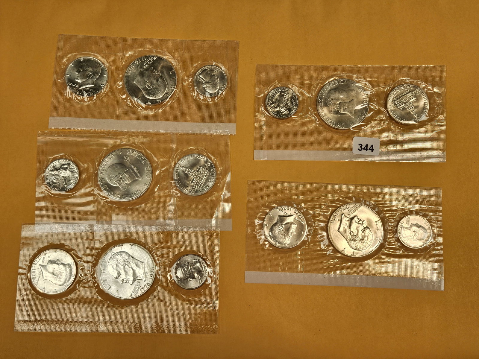 Five GEM Brilliant Uncirculate Silver BiCentennial 3-coin sets (1 of 1)