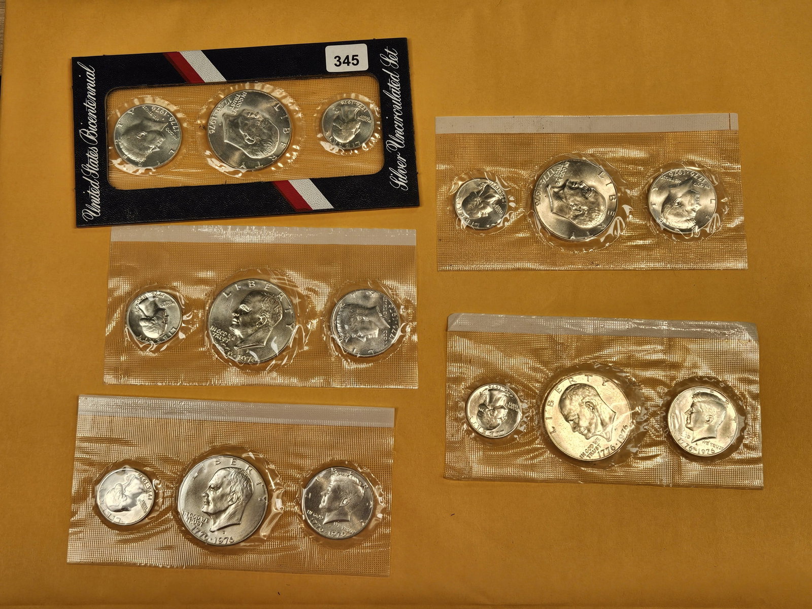 Five GEM Brilliant Uncirculate Silver BiCentennial 3-coin sets (1 of 1)