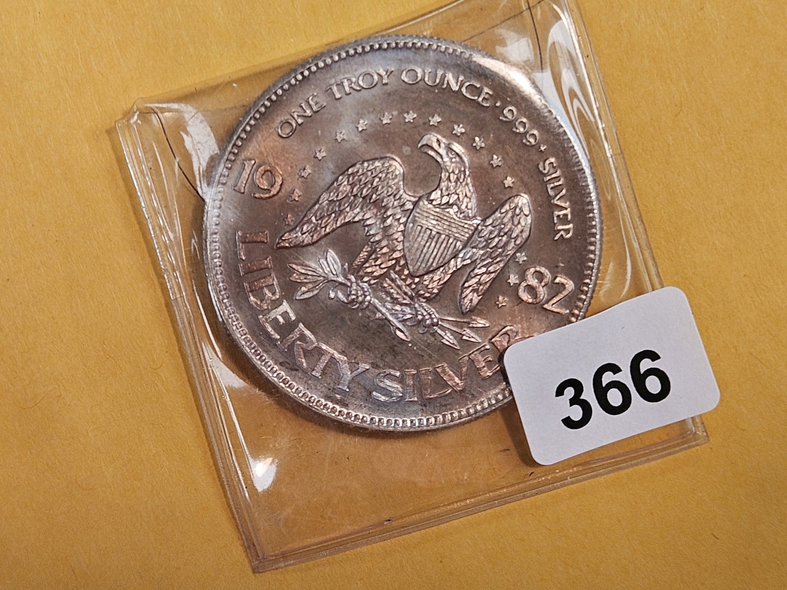 One Troy ounce .999 fine silver art round: 1982