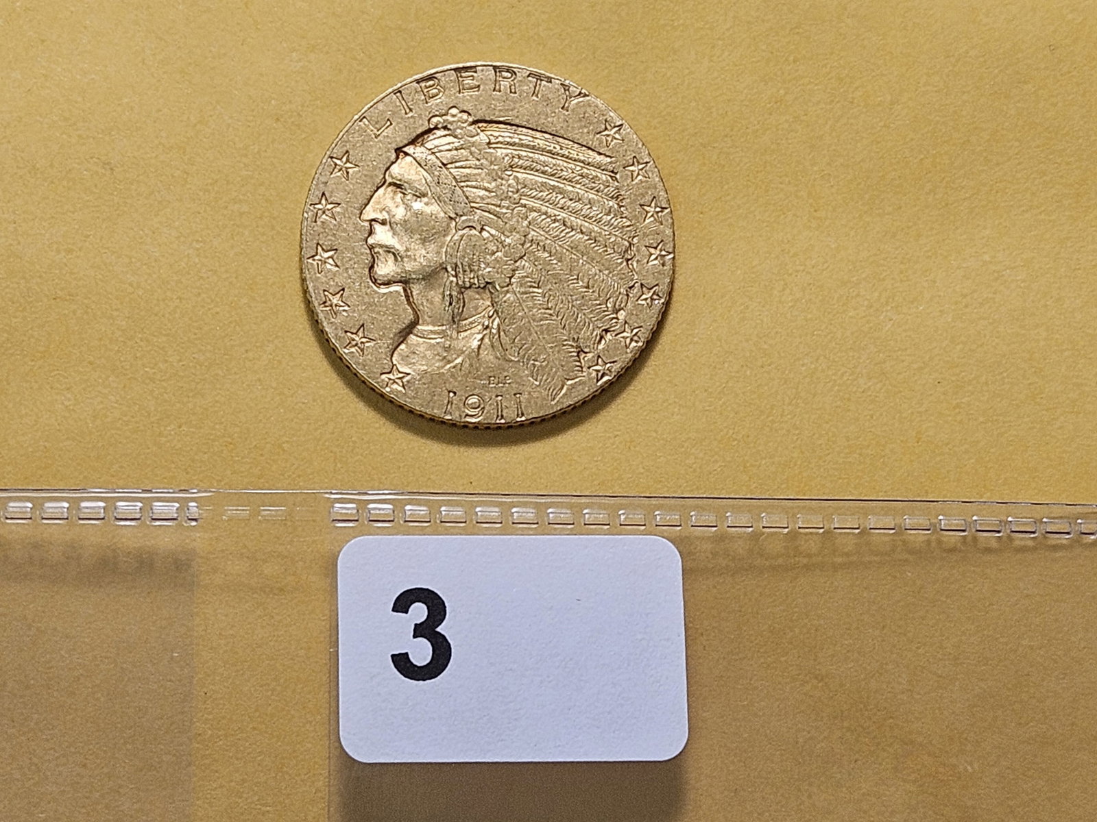 GOLD! Bright About Uncirculated 1911-S Indian Head $5 Gold - 2