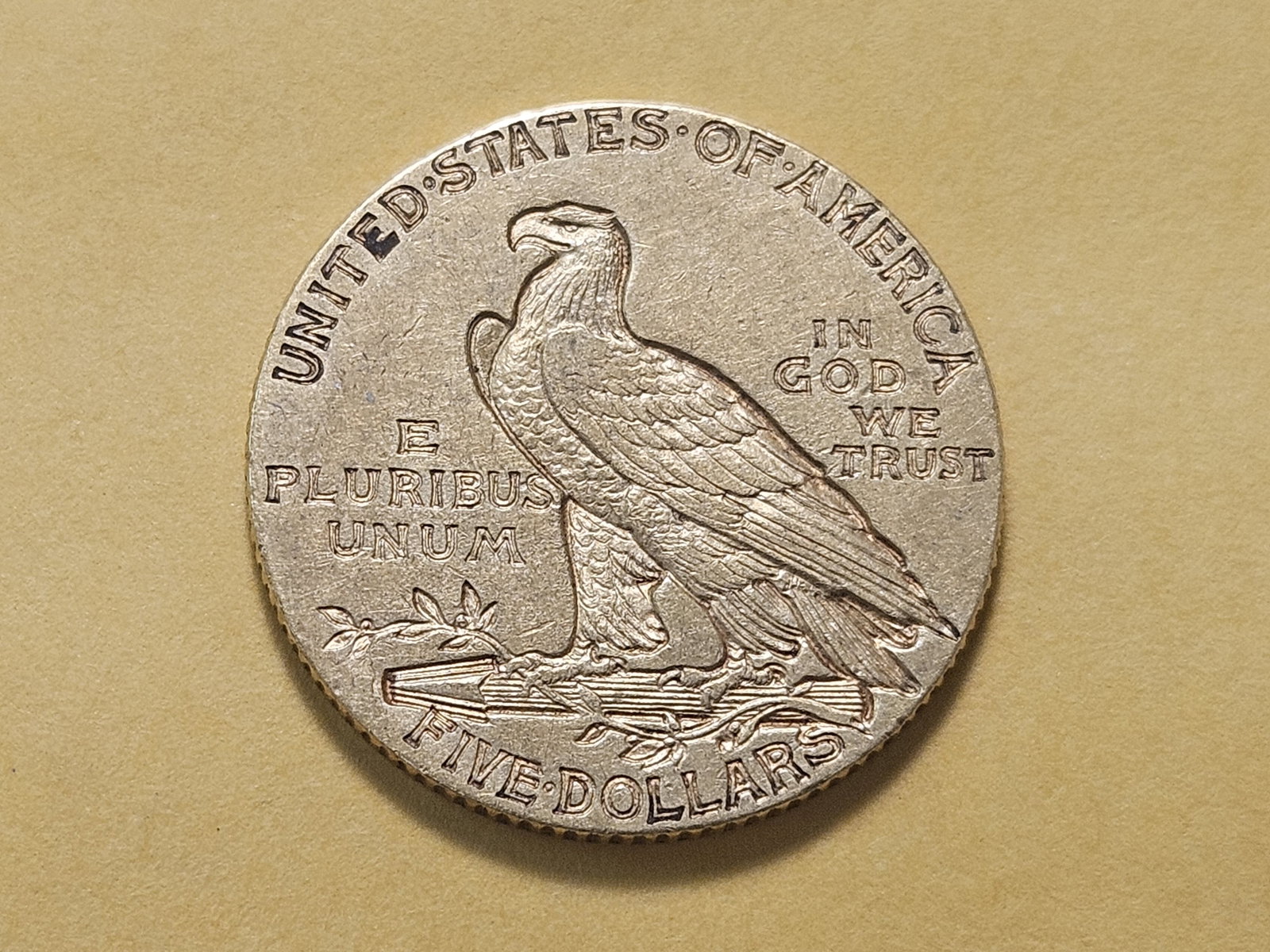 GOLD! Bright About Uncirculated 1911-S Indian Head $5 Gold - 4