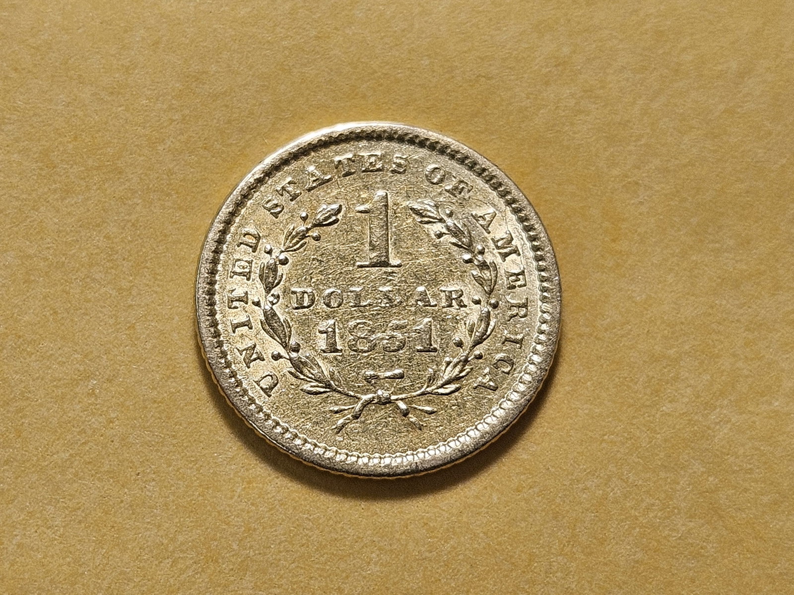 GOLD! Bright About Uncirculated 1851 Dollar Gold - 4