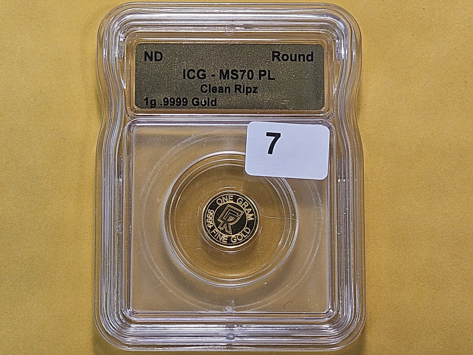 GOLD! PERFECT! ICG One Gram .999 Fine Gold Round in Mint State 70 Proof Like - 2