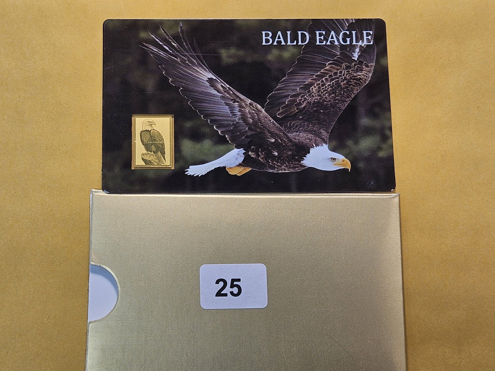 GOLD! Bald Eagle .999 Fine Gold Bar: In original credit card style holder
