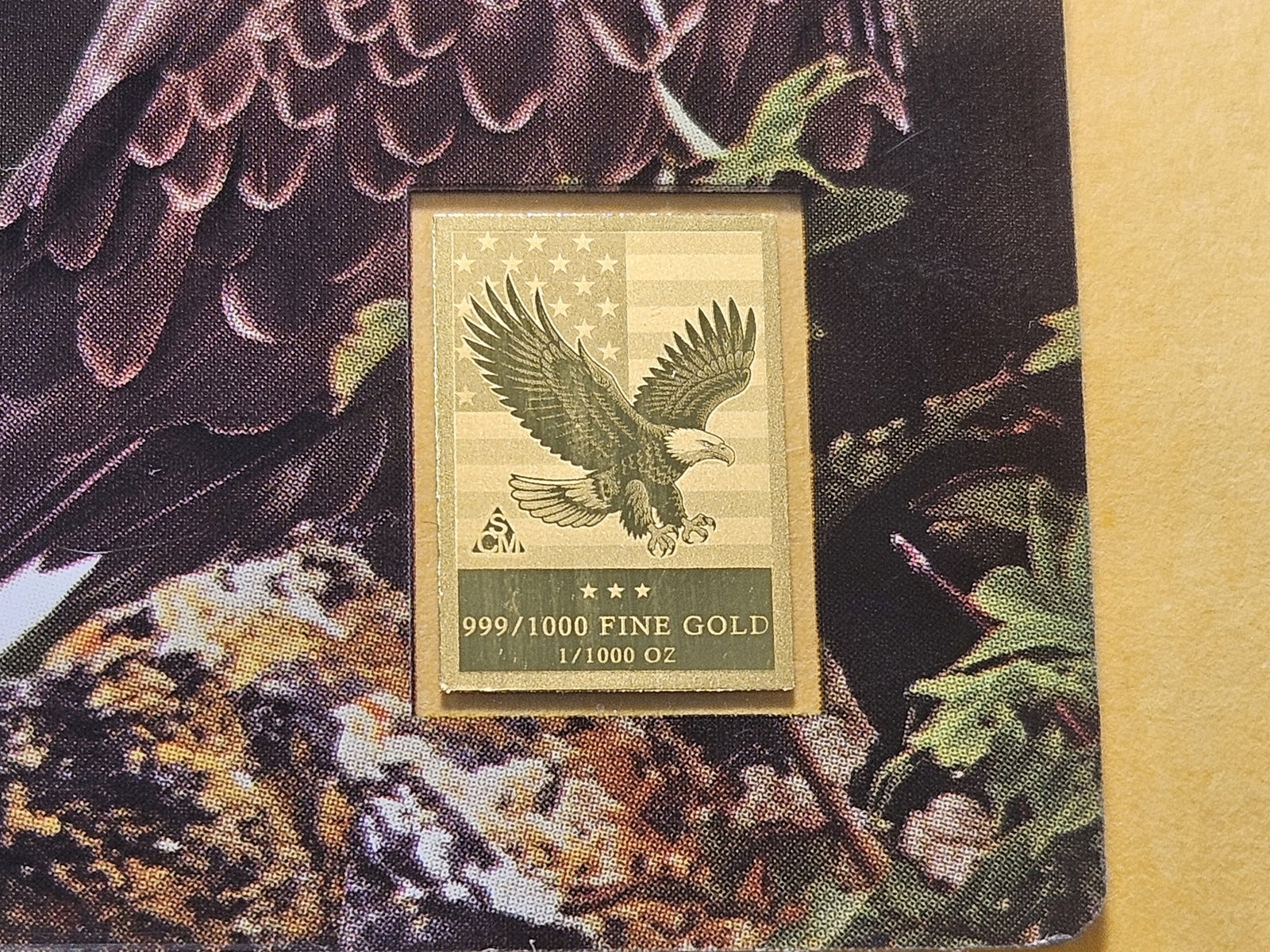 GOLD! Bald Eagle .999 Fine Gold Bar - 5