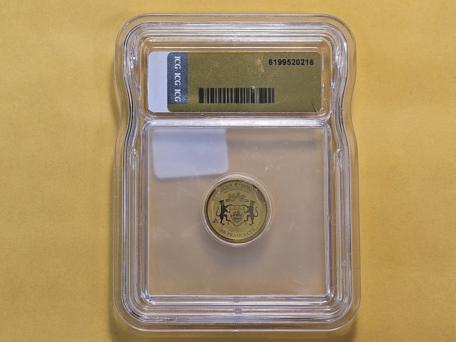 GOLD! PERFECT! ICG Republic of Gabon Gold 1000 Francs in Mint State 70 - 3