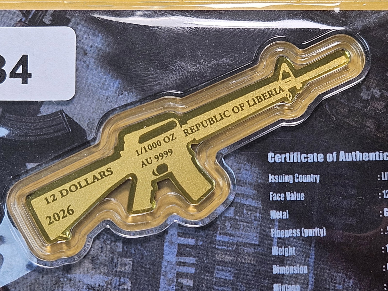 GOLD! GEM Brilliant Uncirculated 2026 Liberia Gold Twelve Dollars: In original credit card style holder. M-16