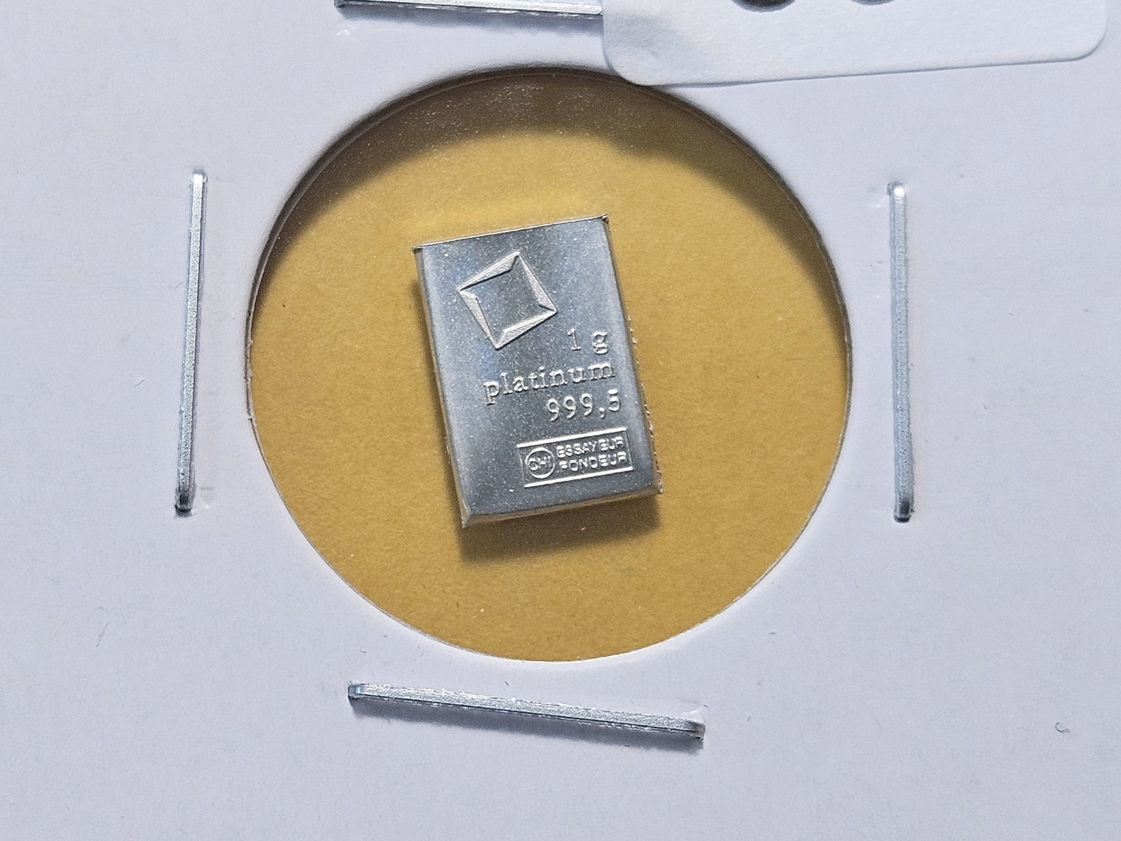 PLATINUM! Valcambi Suisse One Gram .9995 Fine Platinum Bar: Fractional Platinum Bar