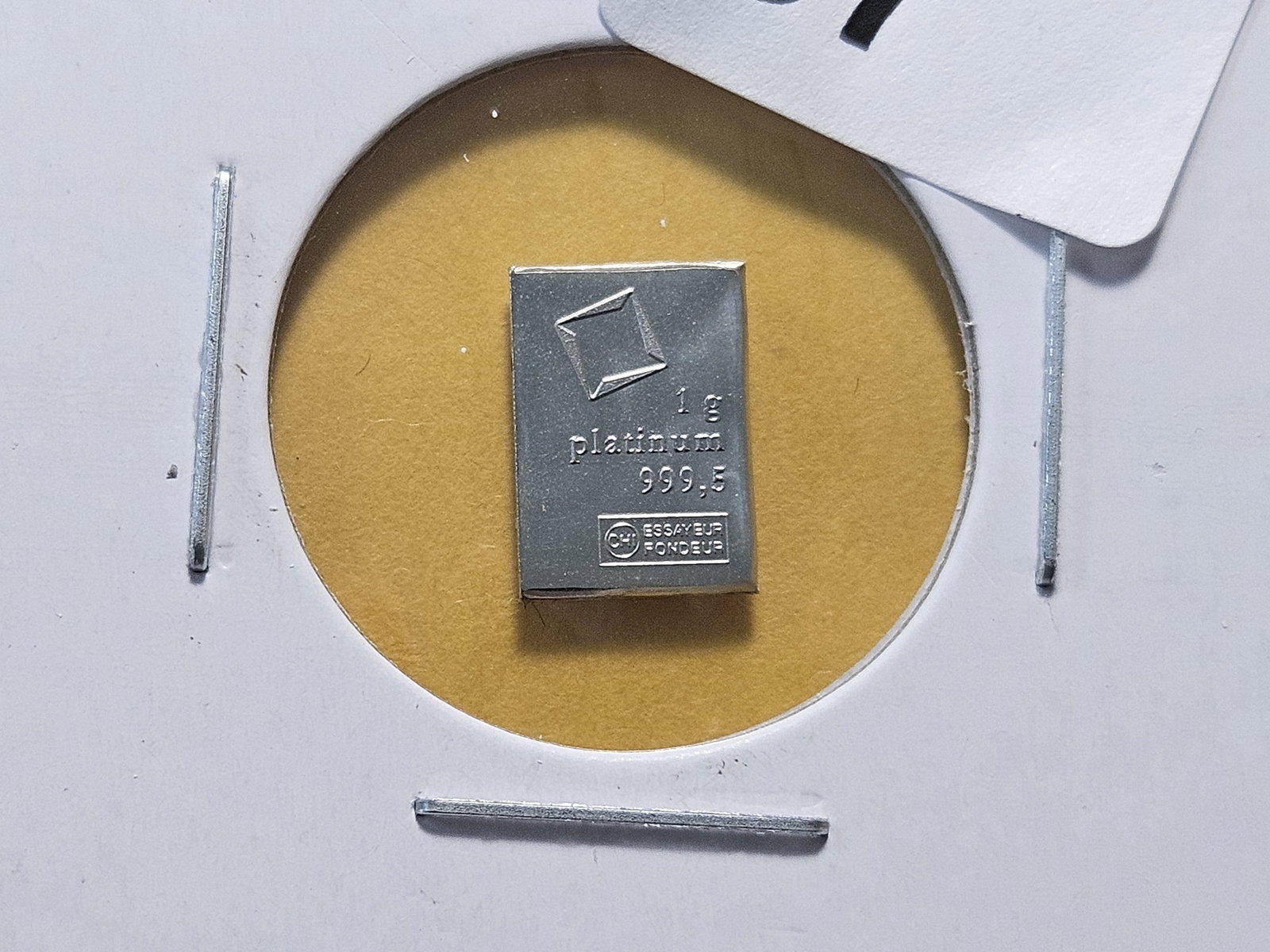 PLATINUM! Valcambi Suisse One Gram .9995 Fine Platinum Bar: Fractional Platinum Bar