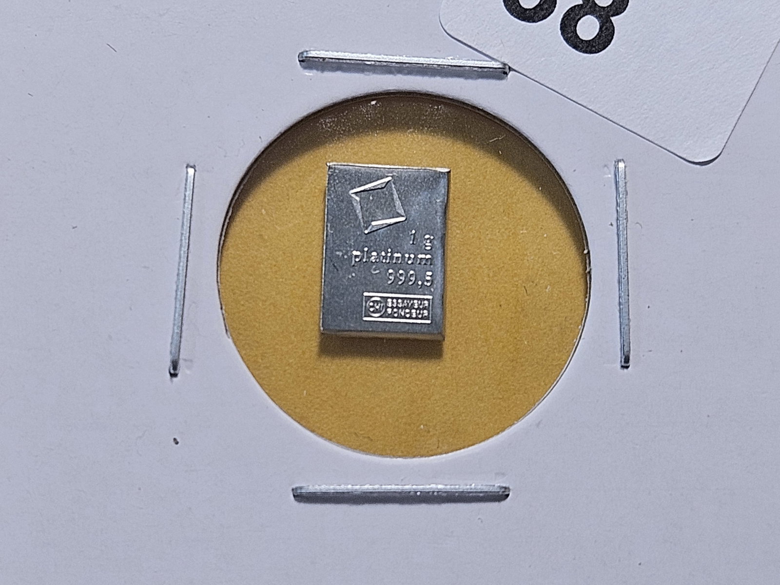PLATINUM! Valcambi Suisse One Gram .9995 Fine Platinum Bar: Fractional Platinum Bar