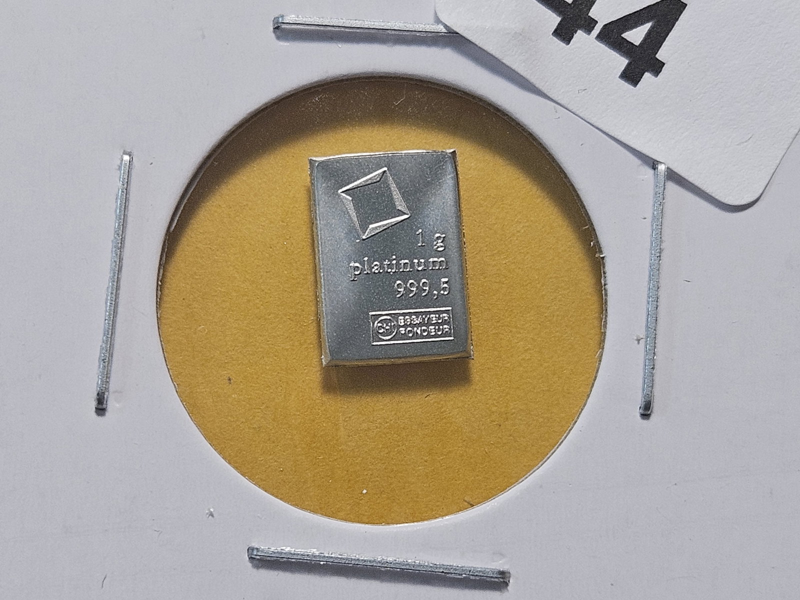 PLATINUM! Valcambi Suisse One Gram .9995 Fine Platinum Bar: Fractional Platinum Bar