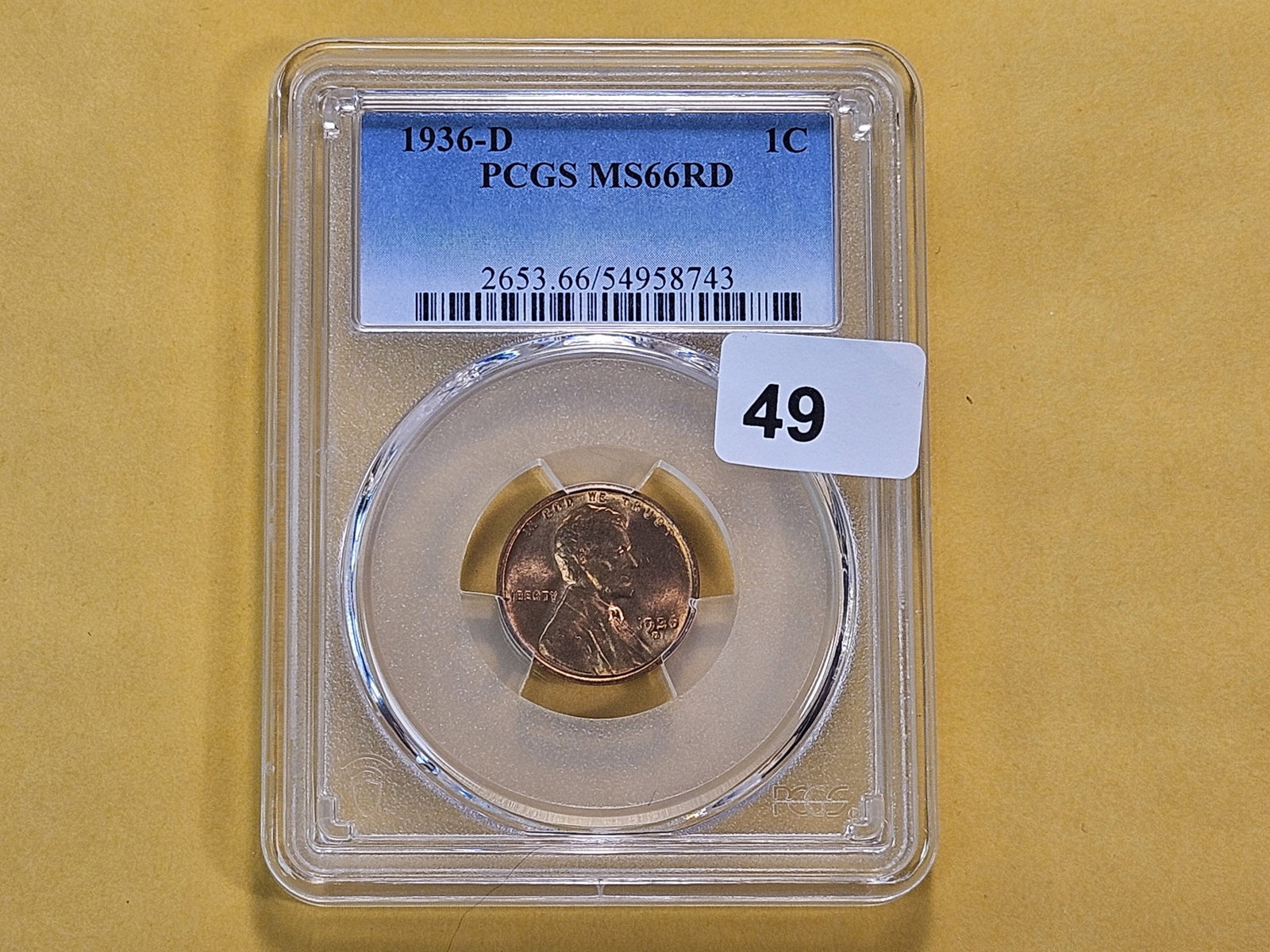 GEM! PCGS 1936-D Lincoln Wheat Cent in Mint State 66 Red - 2