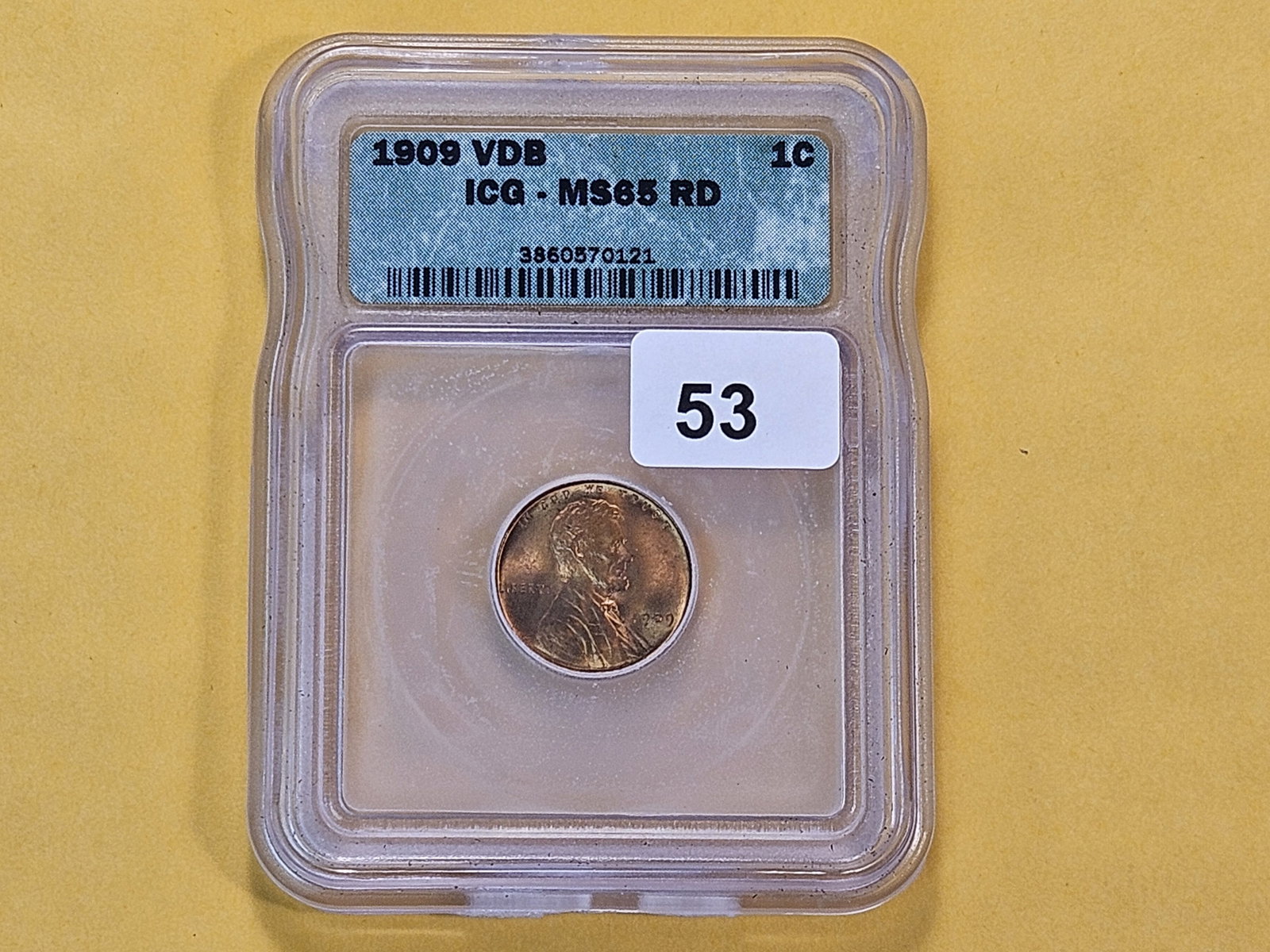 GEM! ICG 1909-VDB Lincoln Wheat Cent in Mint State 65 Red - 2