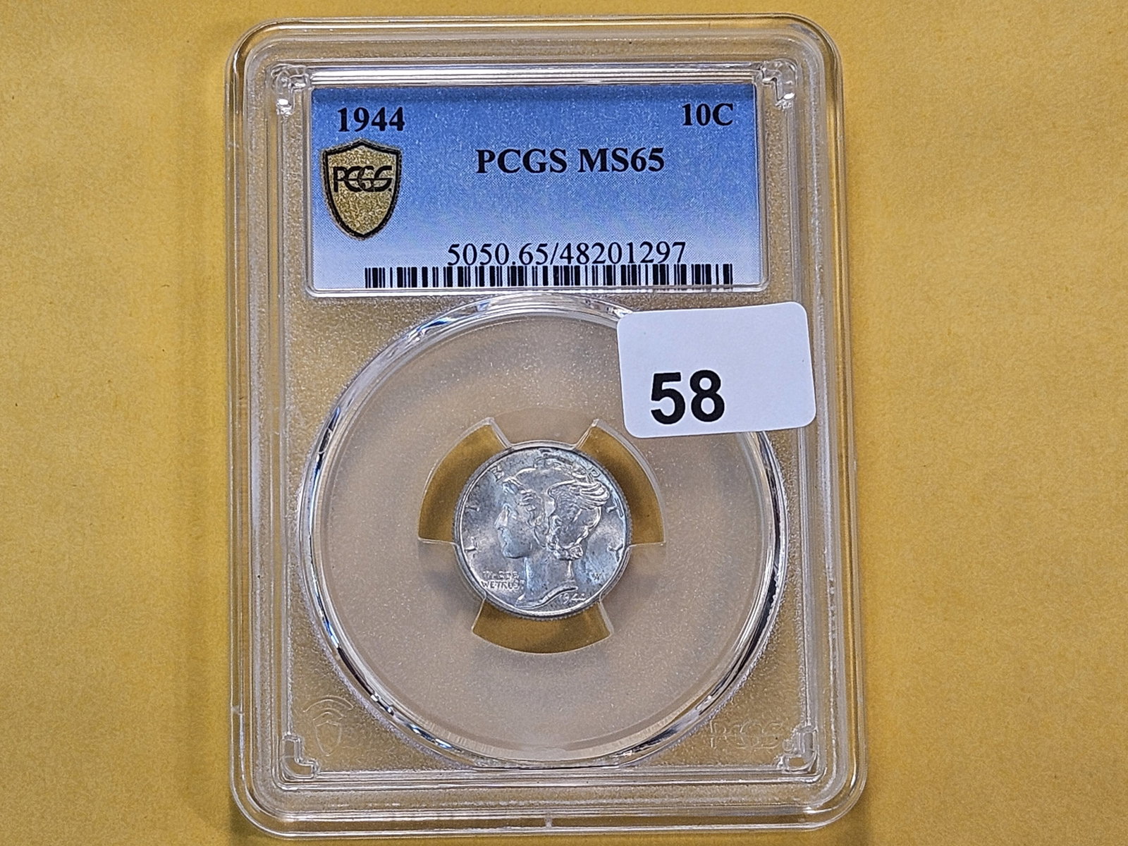 GEM! PCGS 1944 Mercury Silver Dime in Mint State 65 - 2