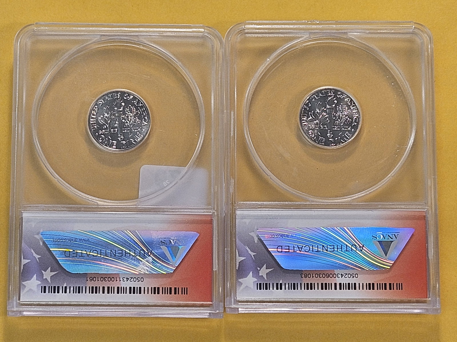 Two ANACS Graded Roosevelt Dimes in Mint State 68 - 4