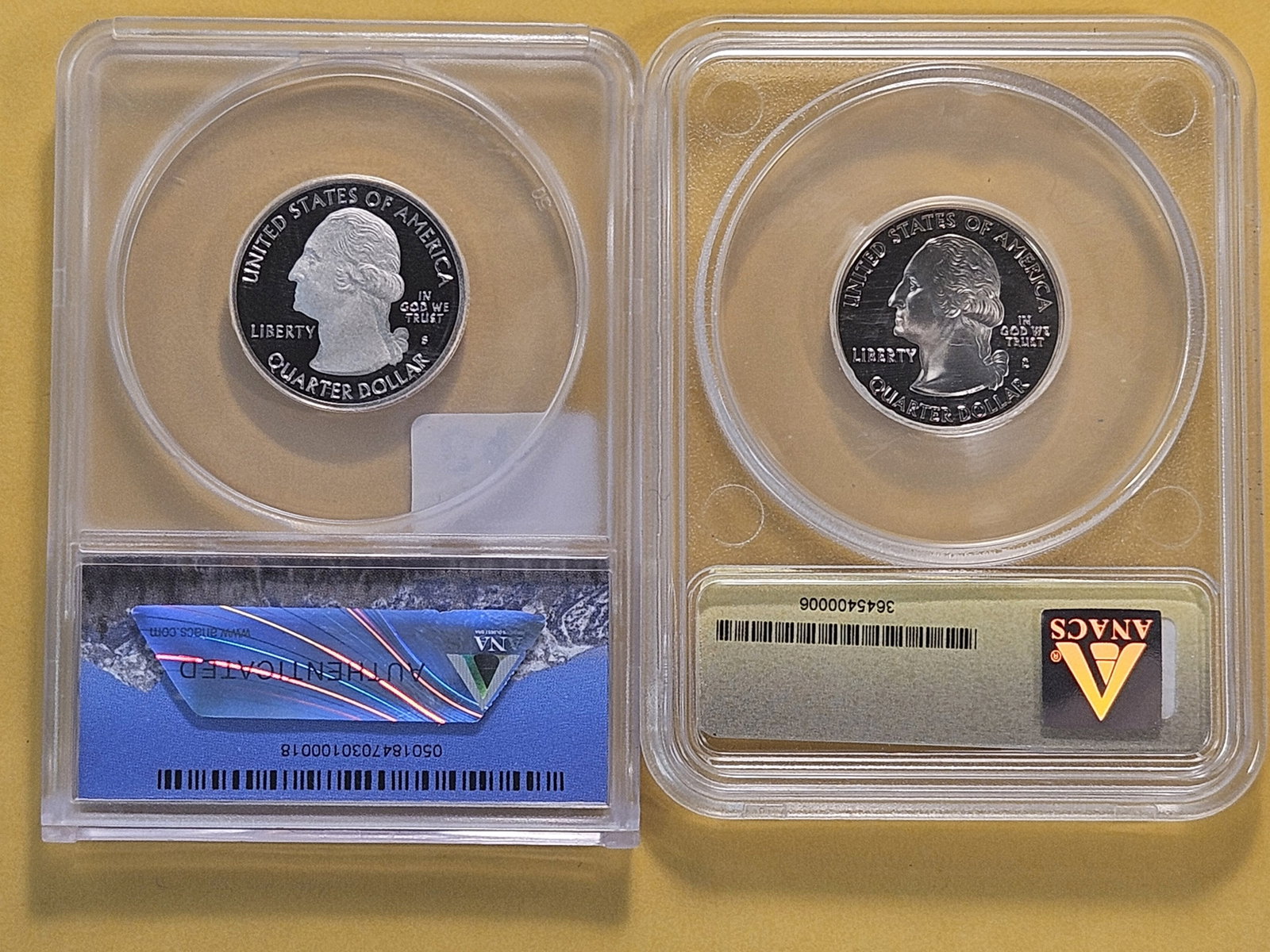 PERFECT! Two ANACS Washington Quarters in Proof 70 Deep Cameo - 4