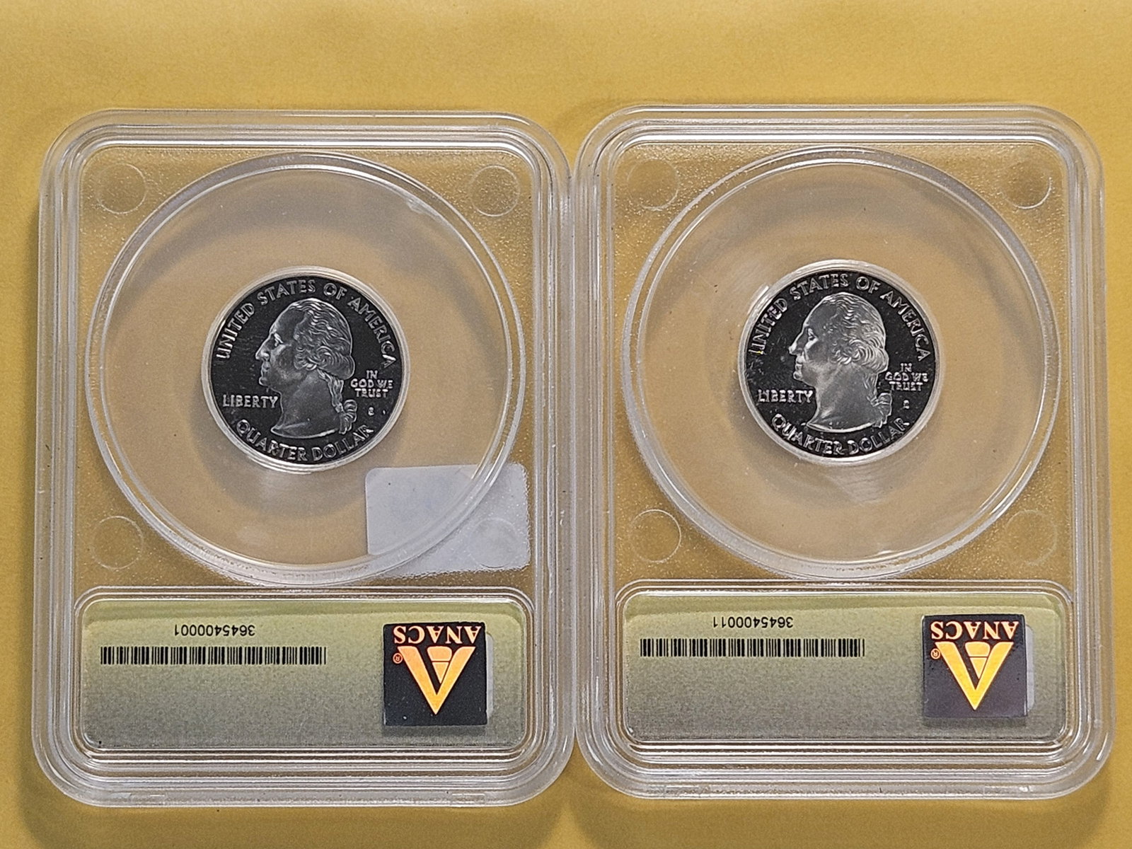 PERFECT! Two ANACS Washington Quarters in Proof 70 Deep Cameo - 4