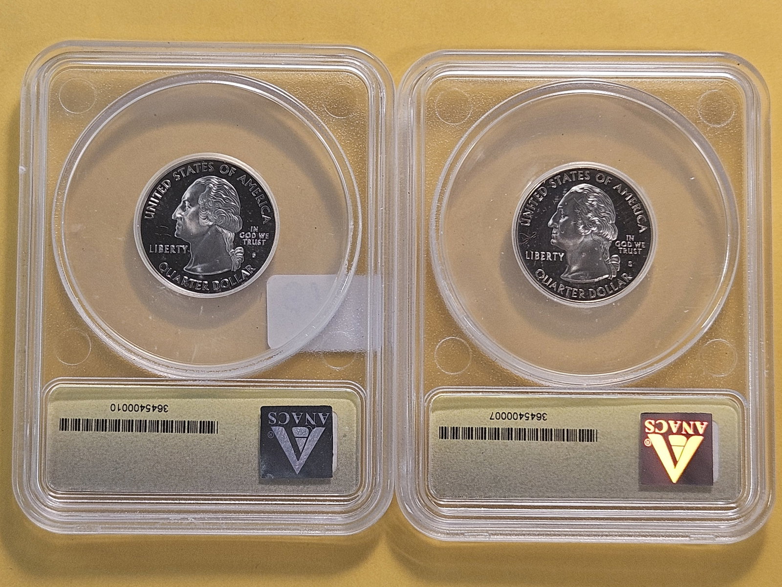 PERFECT! Two ANACS Washington Quarters in Proof 70 Deep Cameo - 4