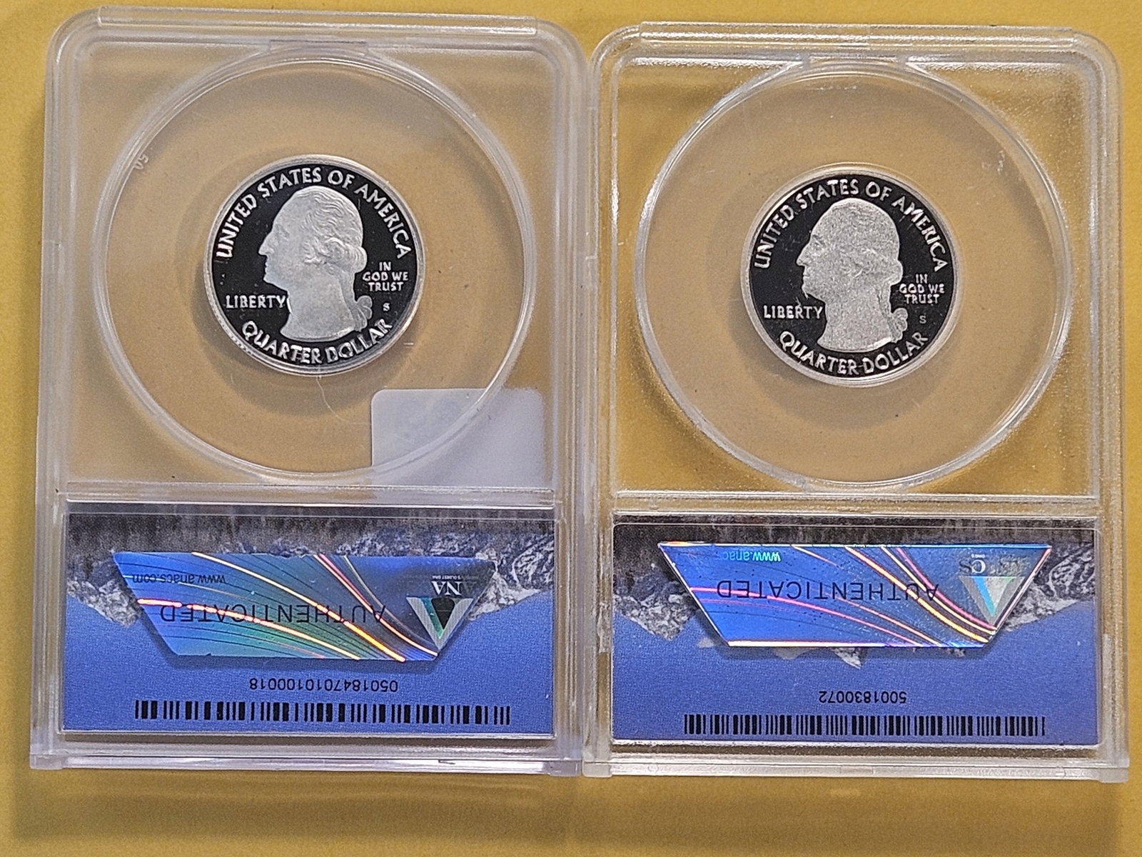 PERFECT! Two ANACS Washington Quarters in Proof 70 Deep Cameo - 4