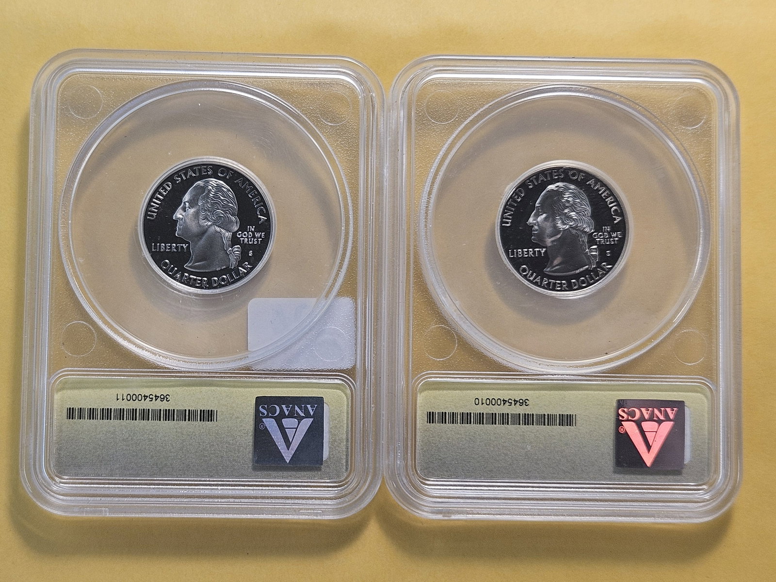 PERFECT! Two ANACS Washington Quarters in Proof 70 Deep Cameo - 4