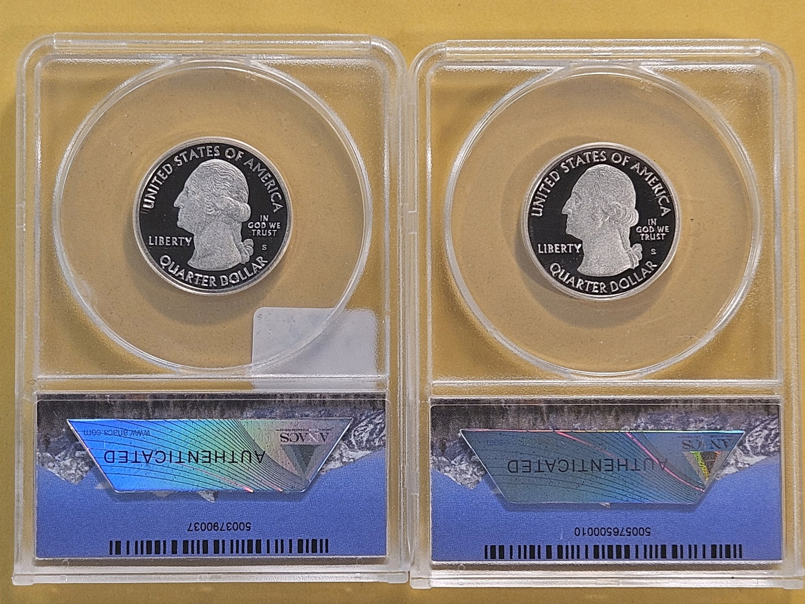 PERFECT! Two ANACS Washington Quarters in Proof 70 Deep Cameo - 4