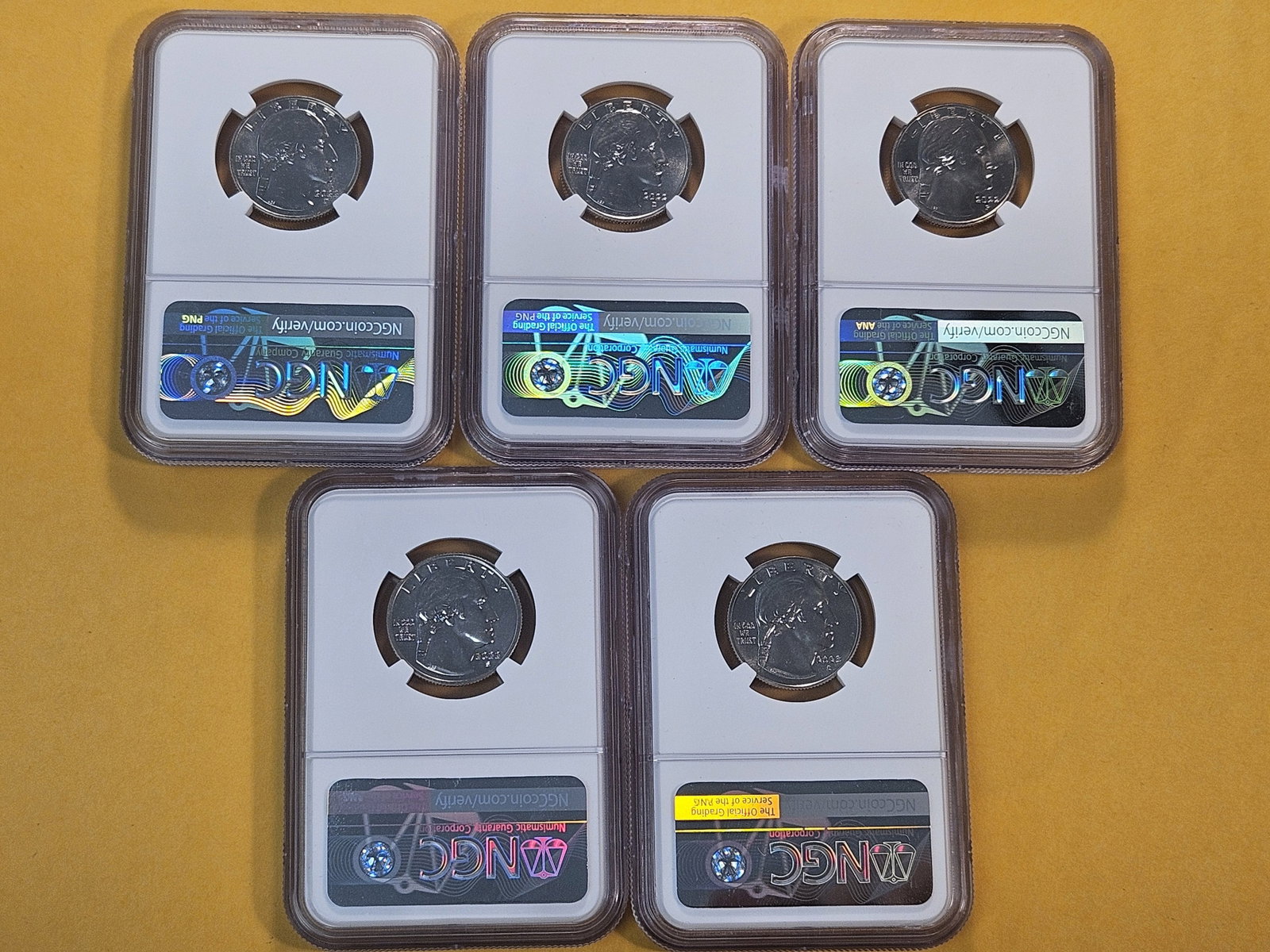 Five NGC Graded Washington Quarters - 7