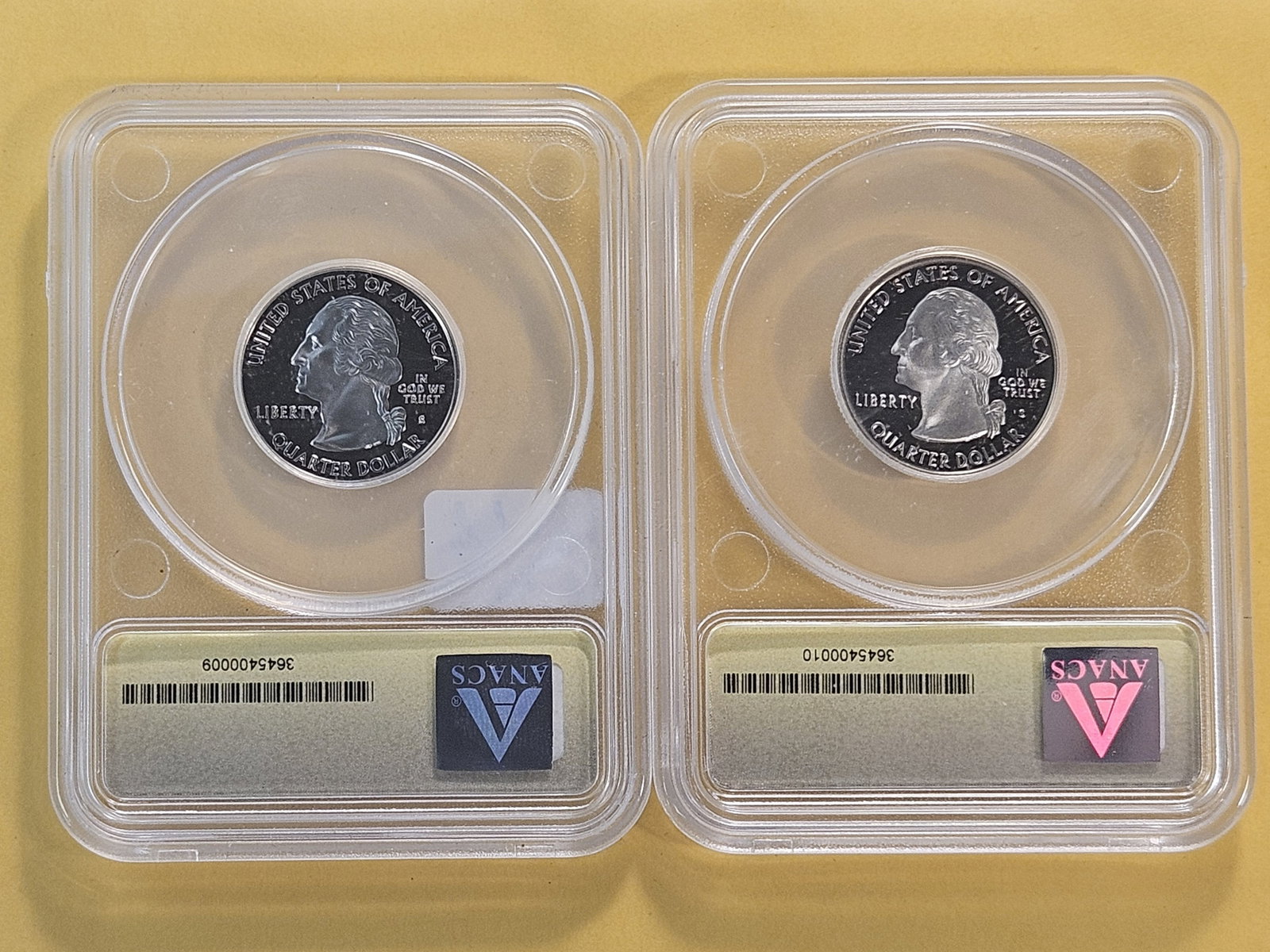 PERFECT! Two ANACS Washington Quarters in Proof 70 Deep Cameo - 4
