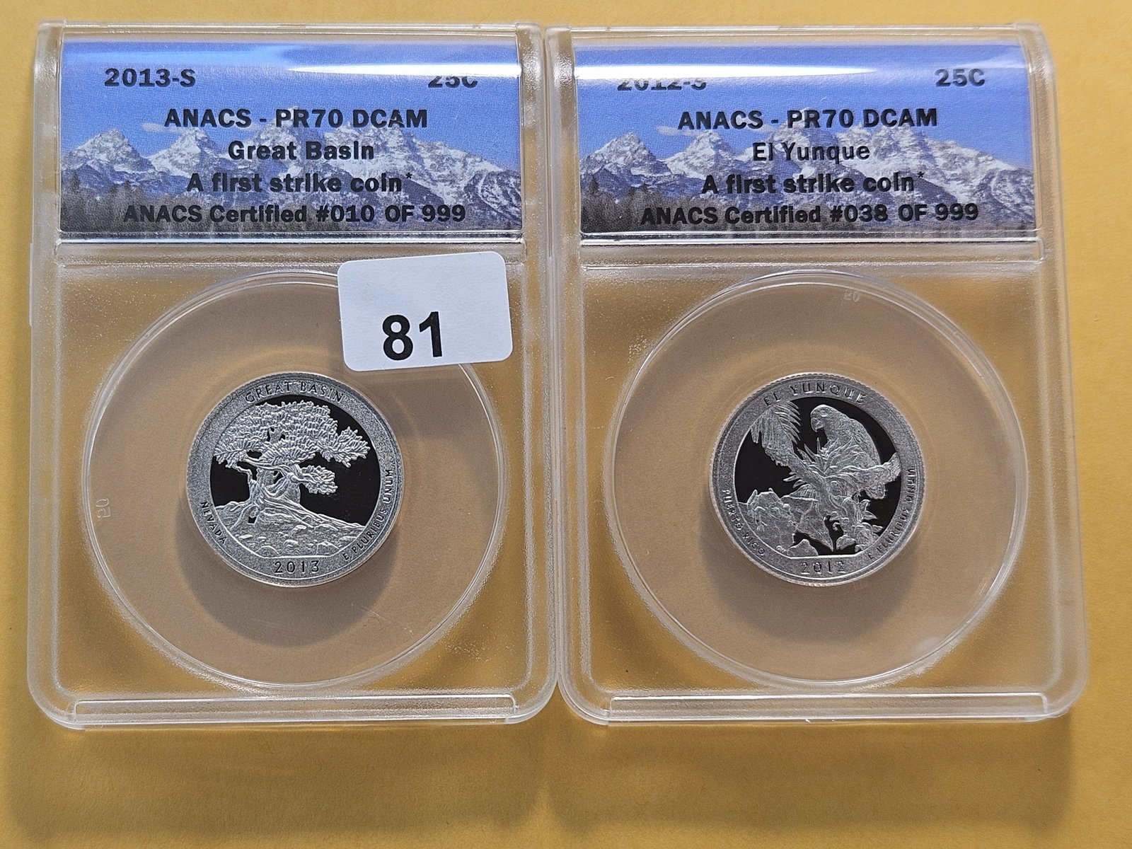 PERFECT! Two ANACS Washington Quarters in Proof 70 Deep Cameo: Perfect Grades! 2012-S and 2013-S