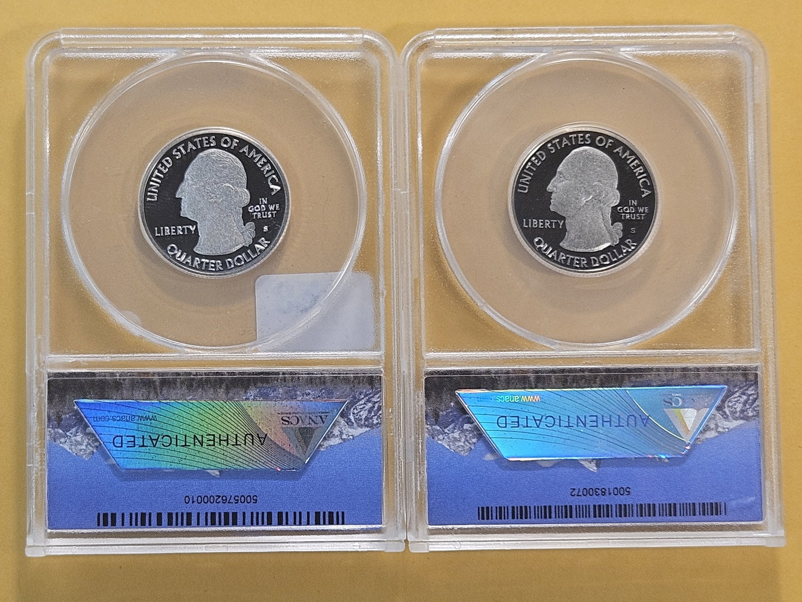 PERFECT! Two ANACS Washington Quarters in Proof 70 Deep Cameo - 4