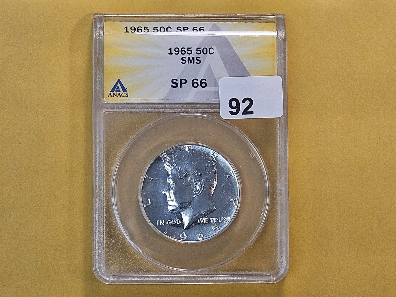 ANACS 1965 Kennedy Silver Half Dollar in Specimen 66 - 2