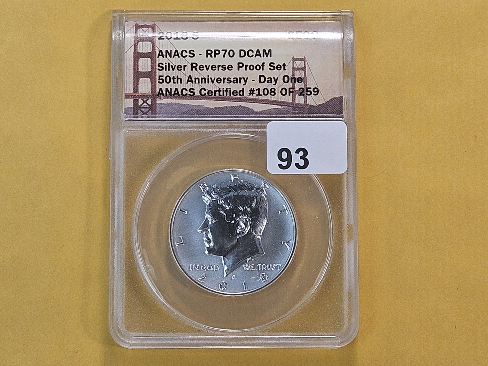 PERFECT! ANACS 2018-S Kennedy Silver half Dollar in Reverse Proof 70 Deep Cameo - 2