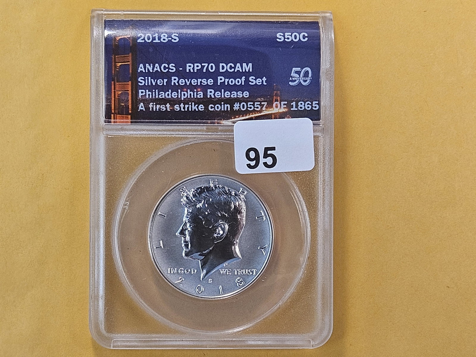 PERFECT! ANACS 2018-S Kennedy Silver half Dollar in Reverse Proof 70 Deep Cameo - 2