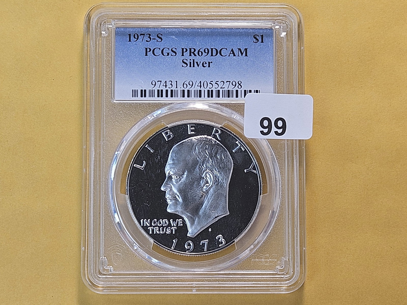 PCGS 1973-S Eisenhower Silver Dollar in Proof 69 Deep Cameo - 2